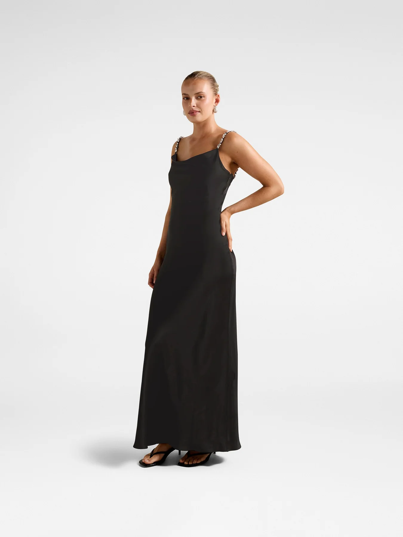 Presley Diamante Strap Satin Maxi Dress - Image 5
