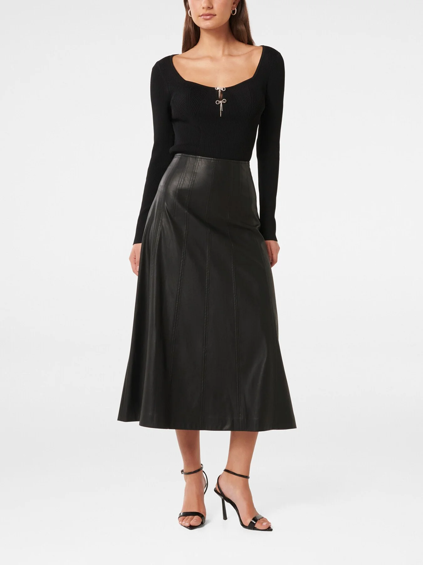Renley Vegan Leather Midi Skirt - Image 2
