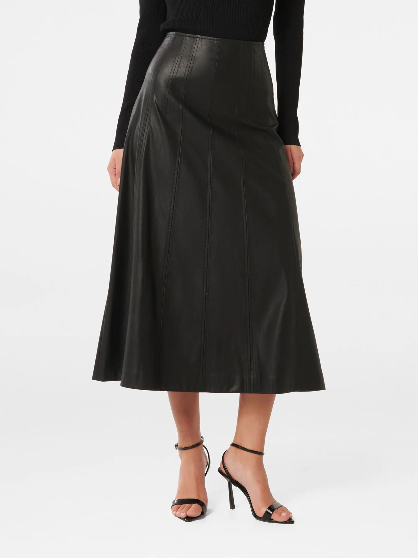 Renley Vegan Leather Midi Skirt - Image 4
