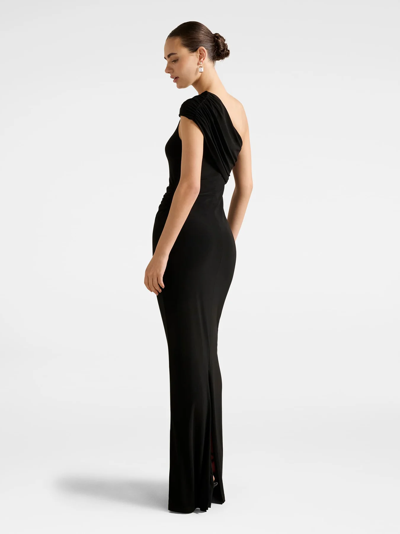 Robyn One Shoulder Jersey Maxi Dress Black - Image 3