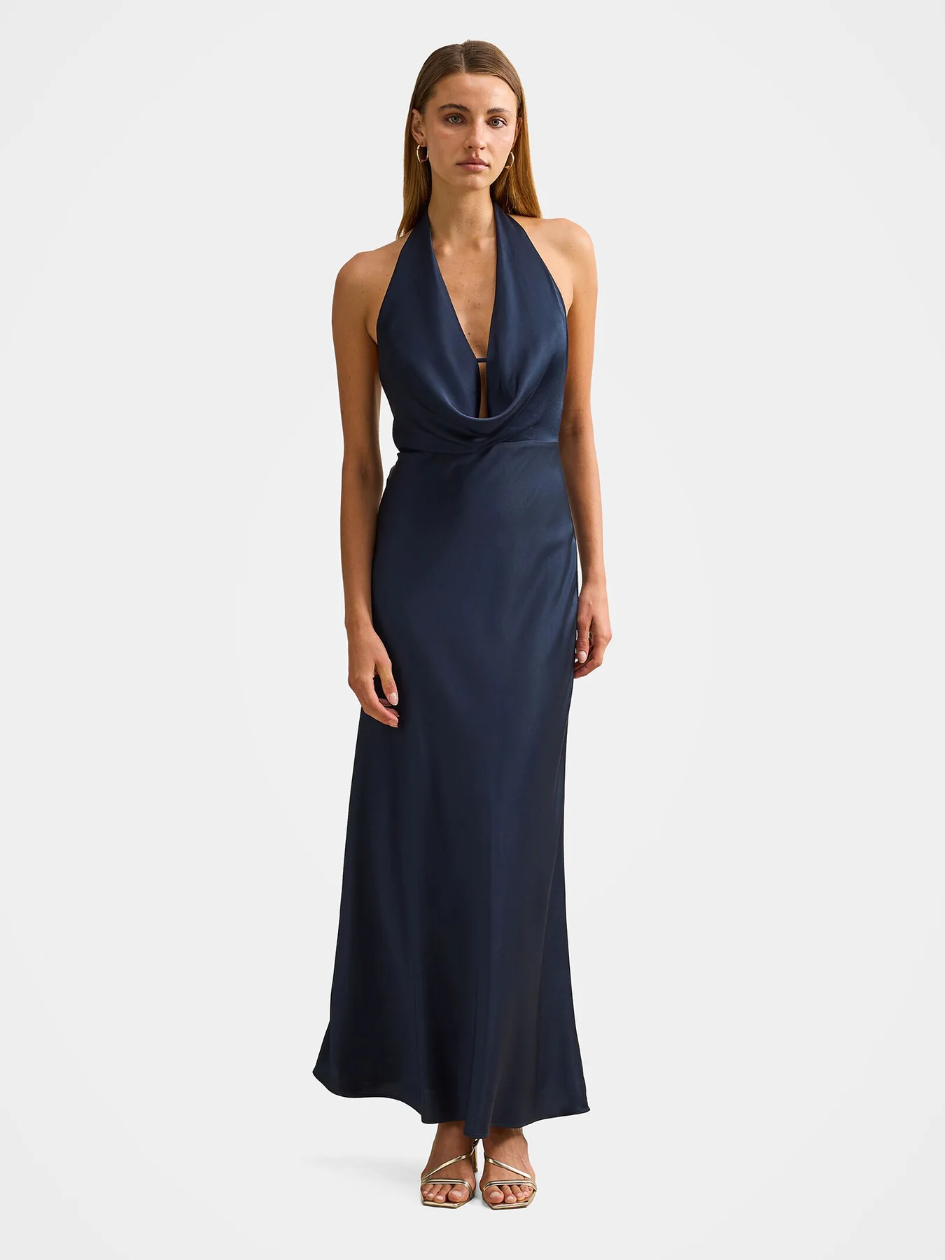 Becca Satin Halter Neck Gown Blue - Image 2