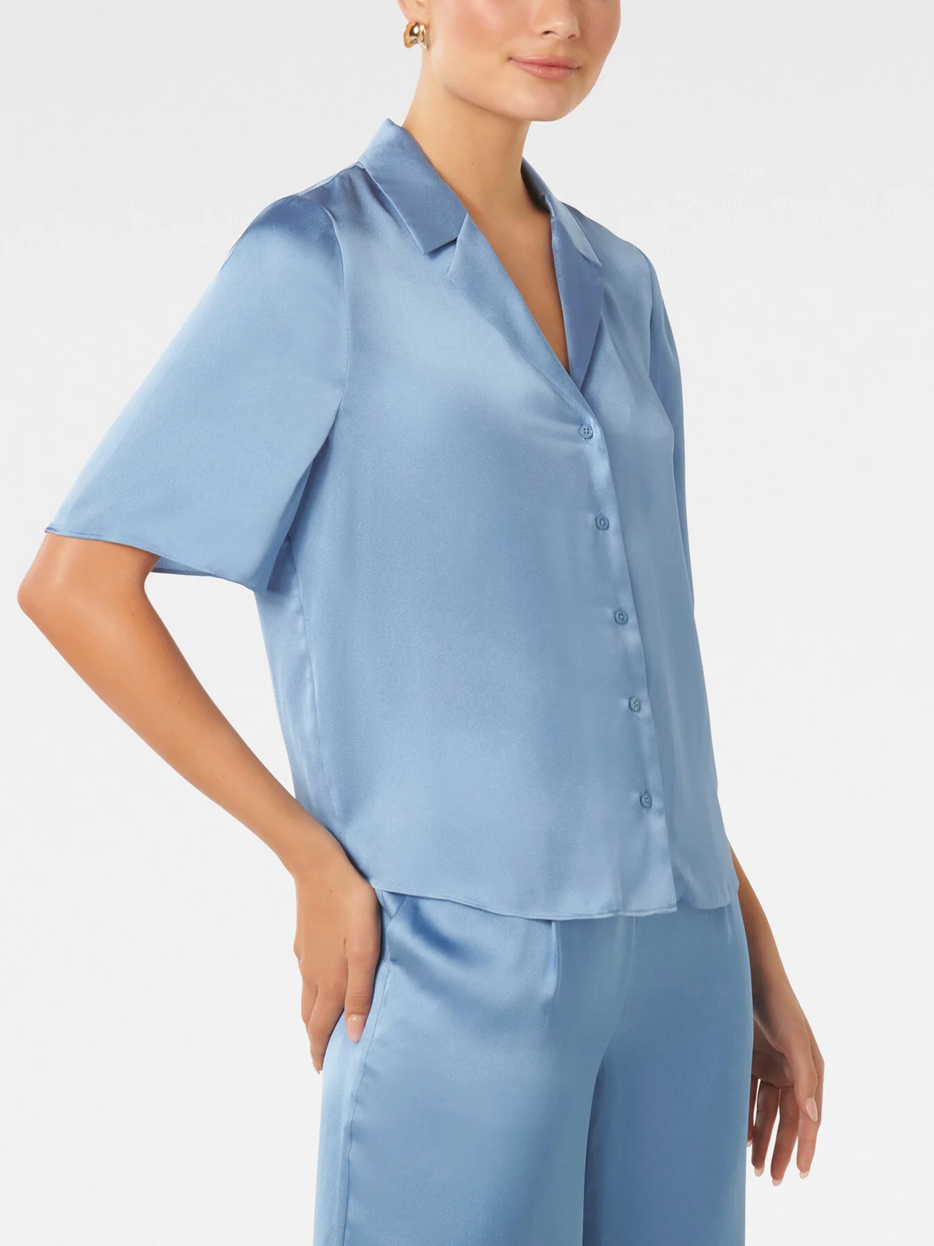 Mercedes Short Sleeves Satin Shirt - Image 4
