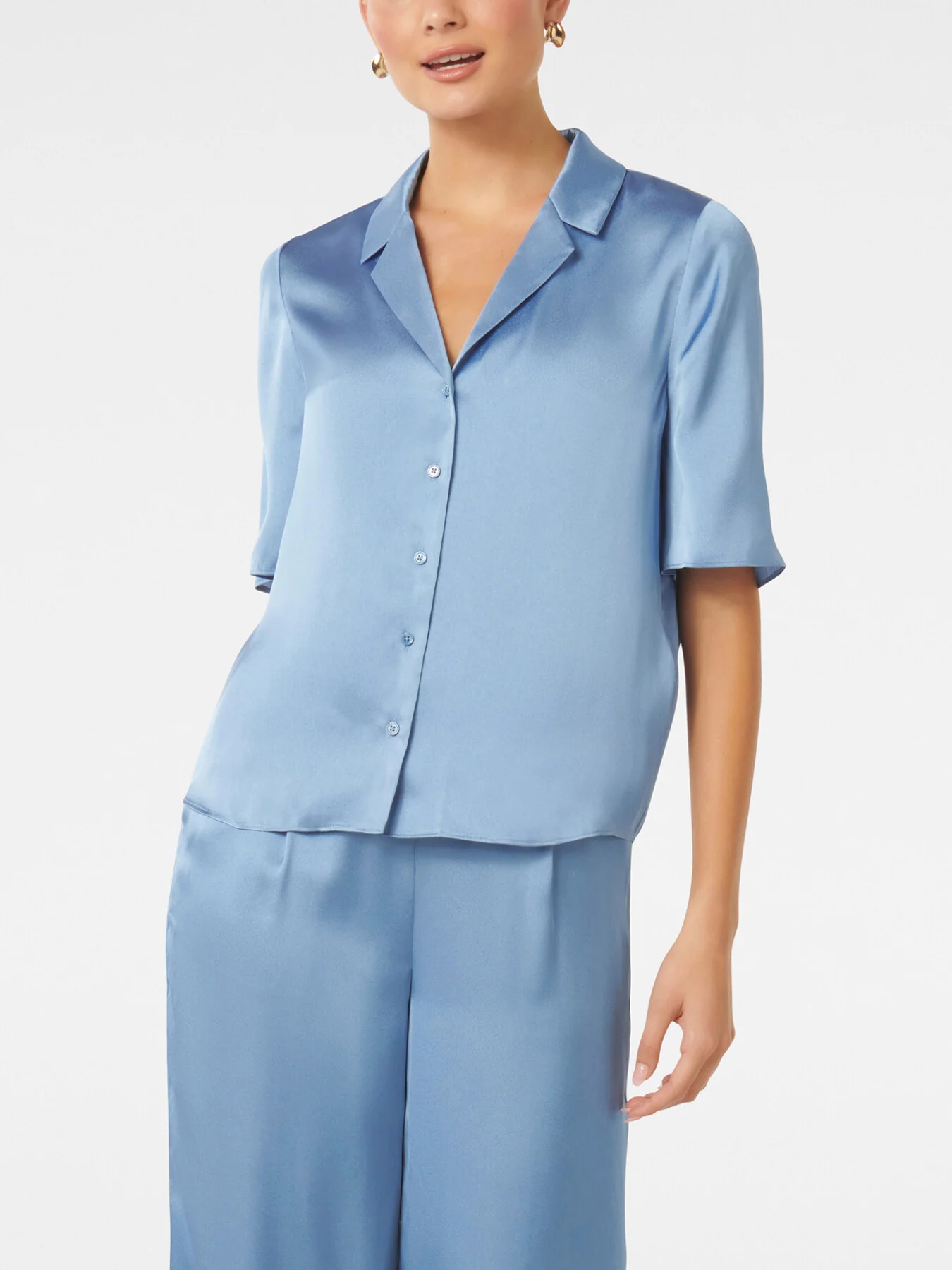 Mercedes Short Sleeves Satin Shirt - Image 6