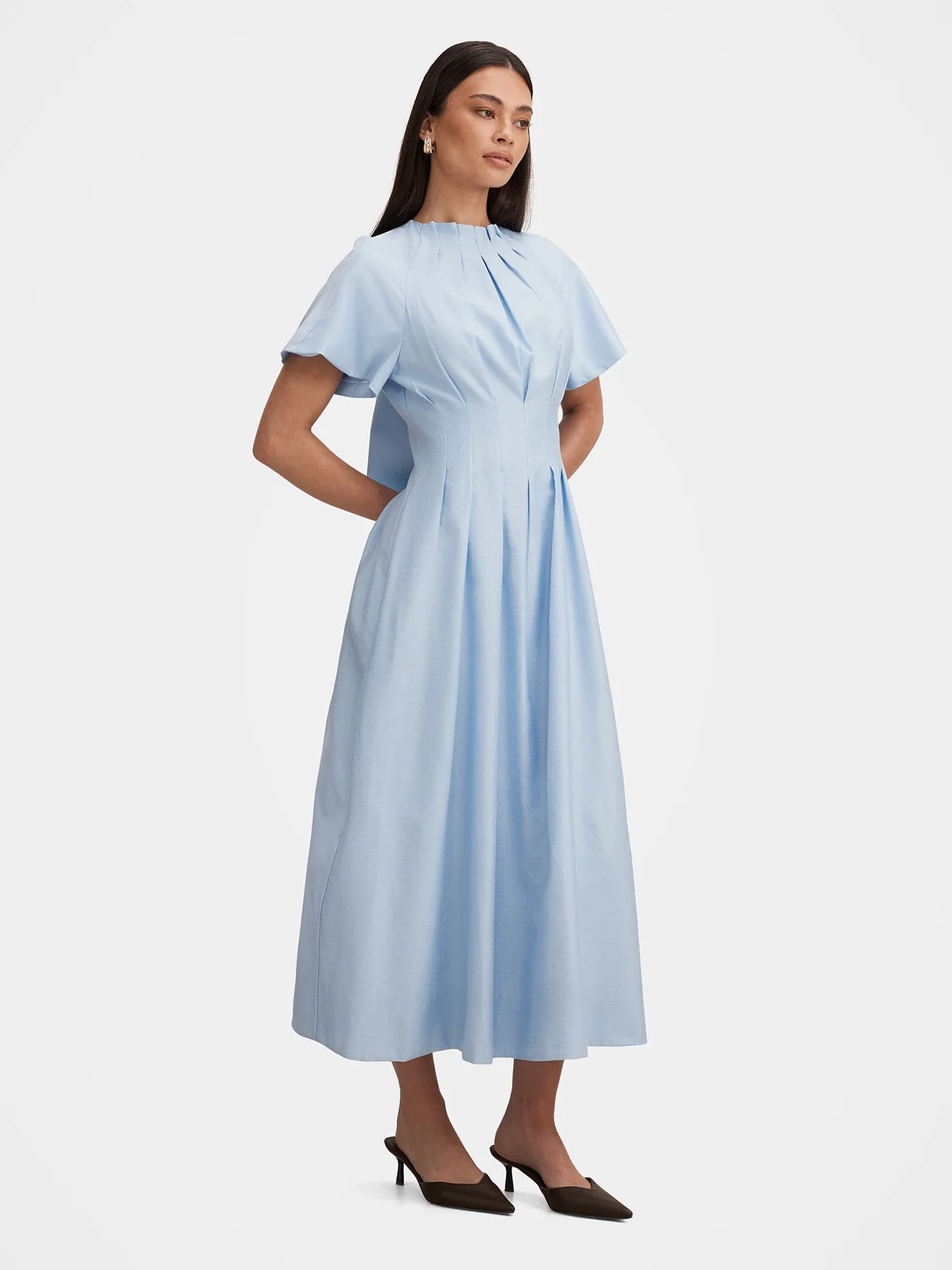 Everly Seam Detail Midi Dress Blue - Image 3