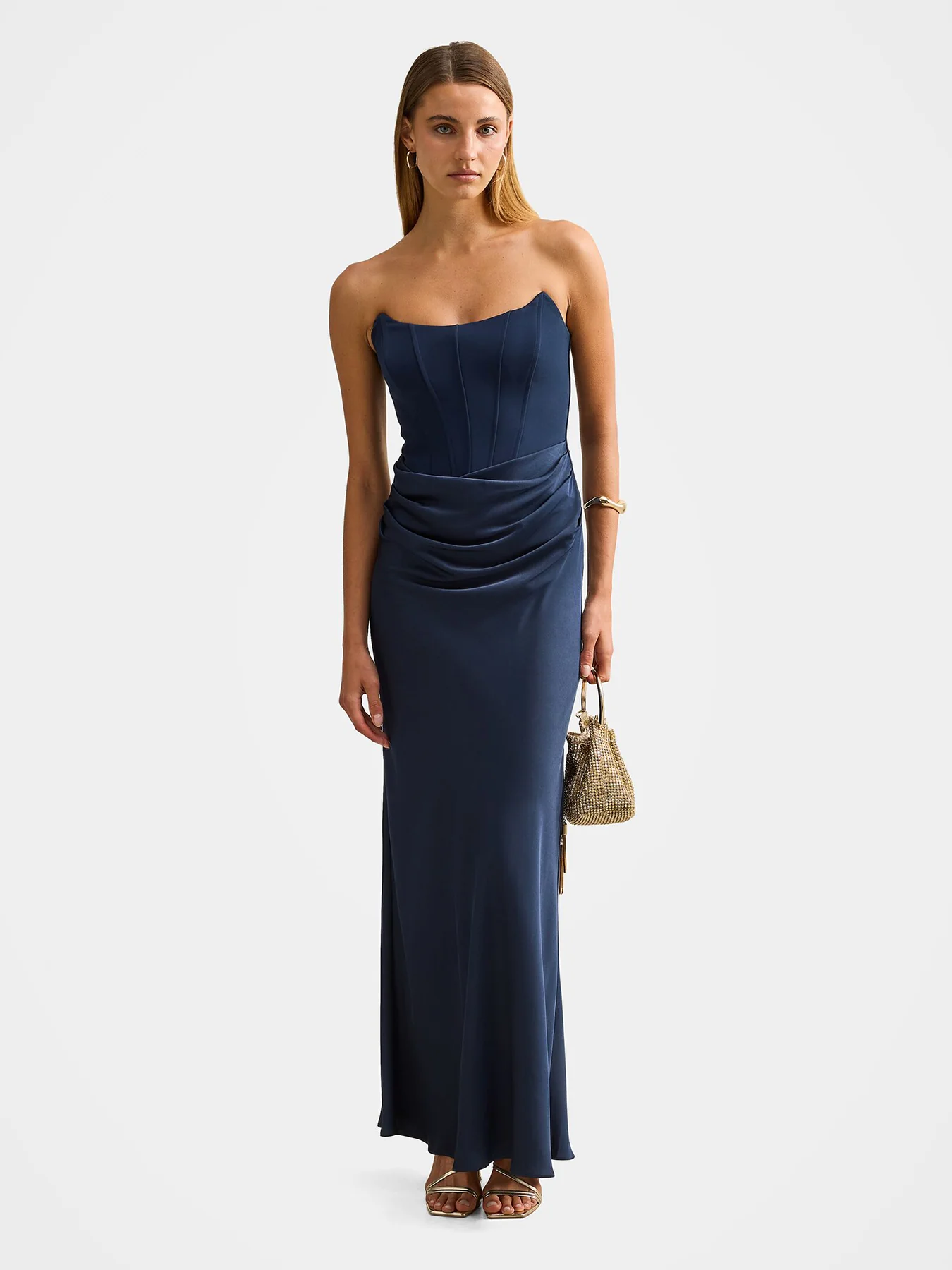 Isra Strapless Maxi Dress Blue - Image 2