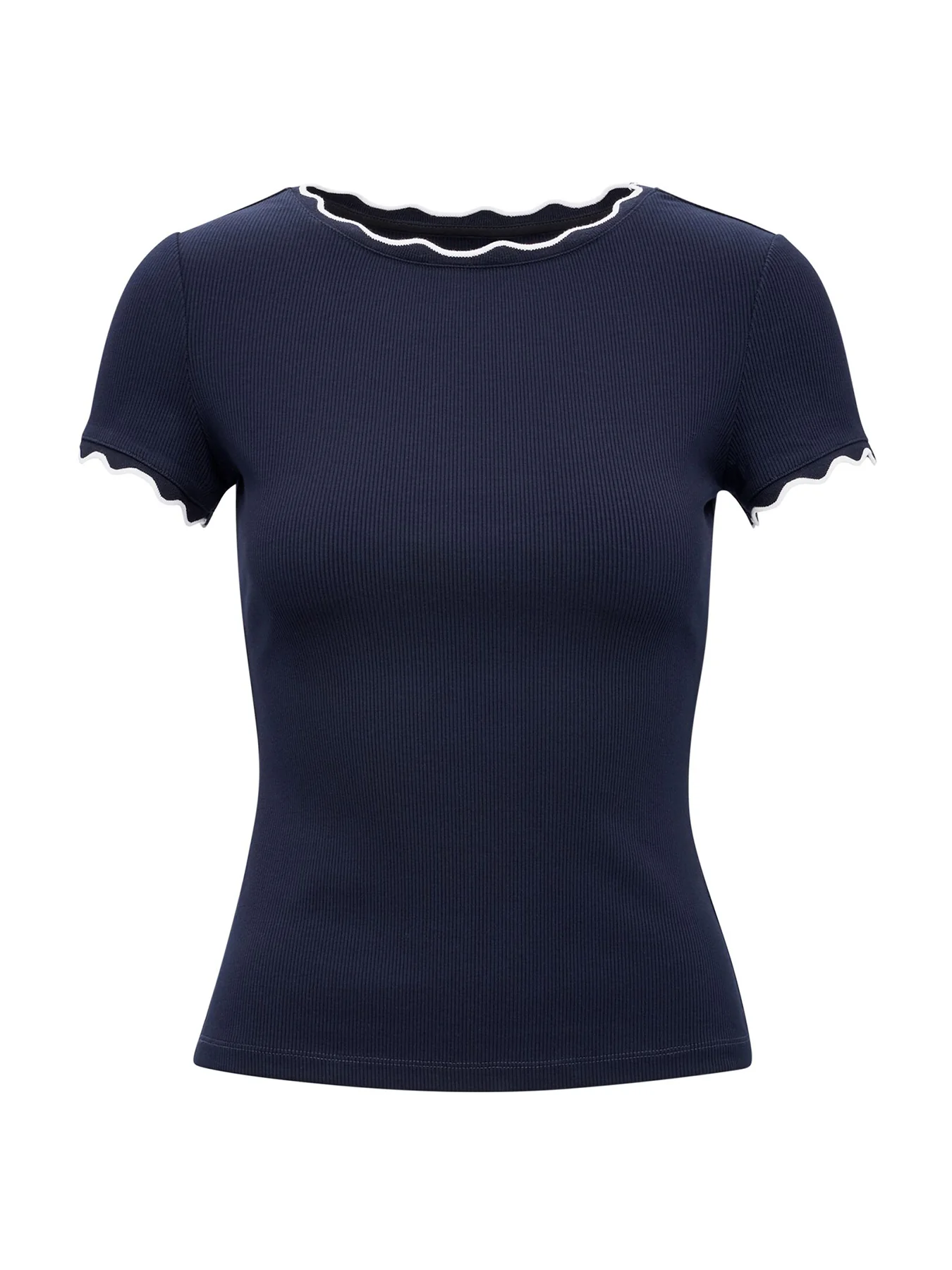 Rebecca Scallop Trim T-shirt Navy