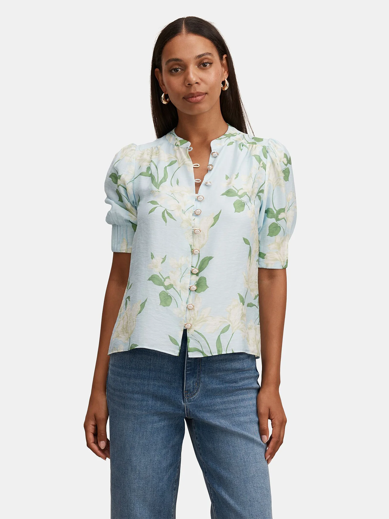 Tahlia Tuck Detail Blouse Blue - Image 4