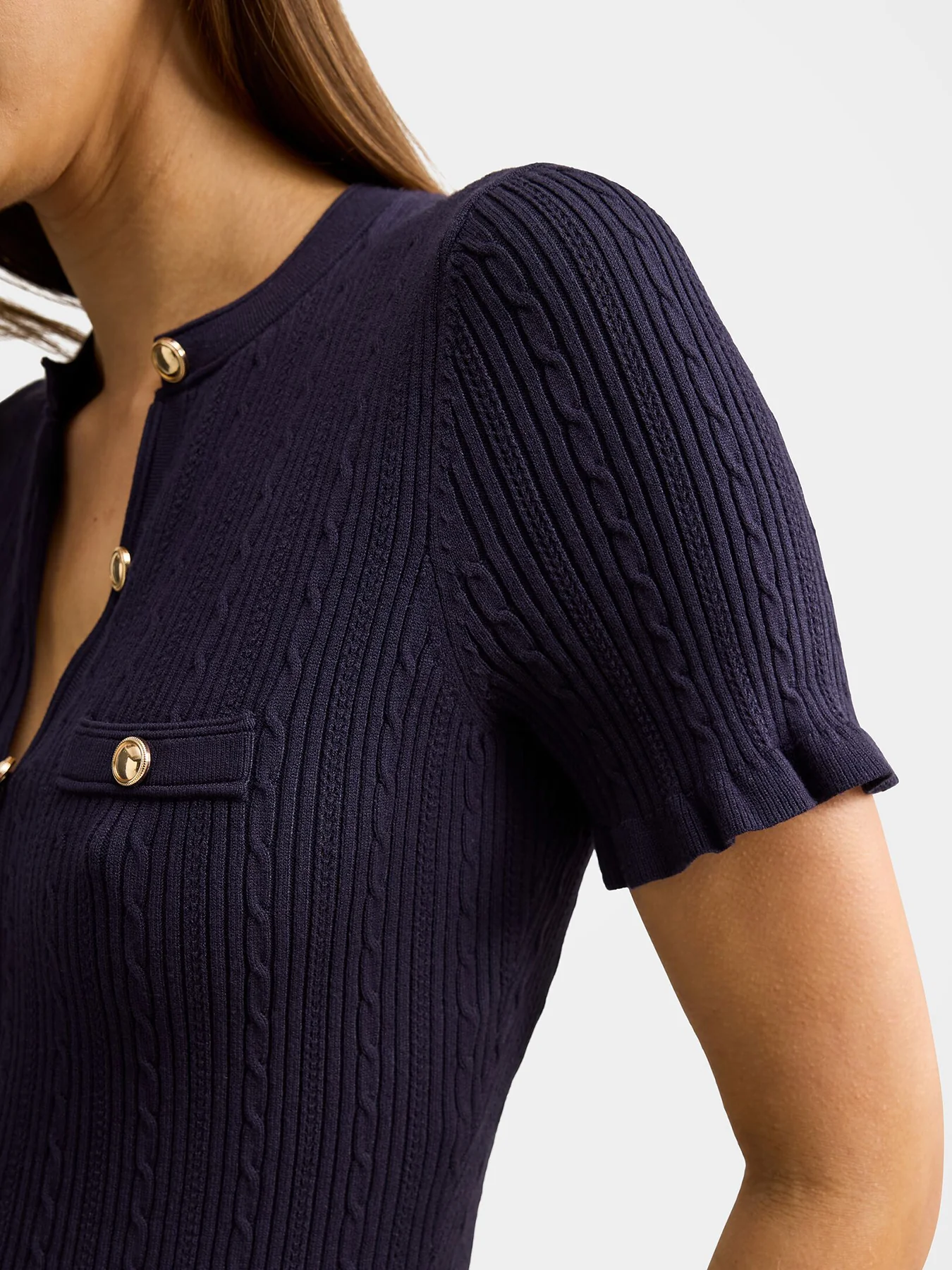 Violetta Stitch Interest Midi Dress Navy - Image 3