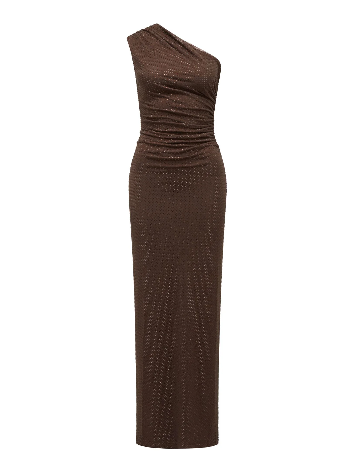 Audrina One Shoulder Maxi Dress Brown