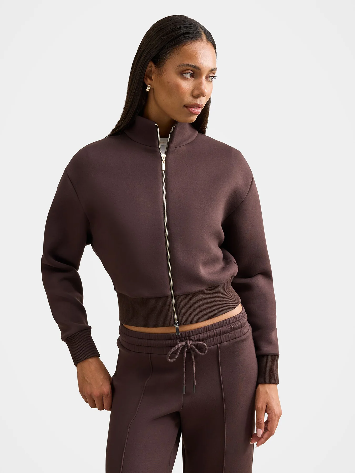 Hannah Zip Lounge Jacket Chocolate - Image 4