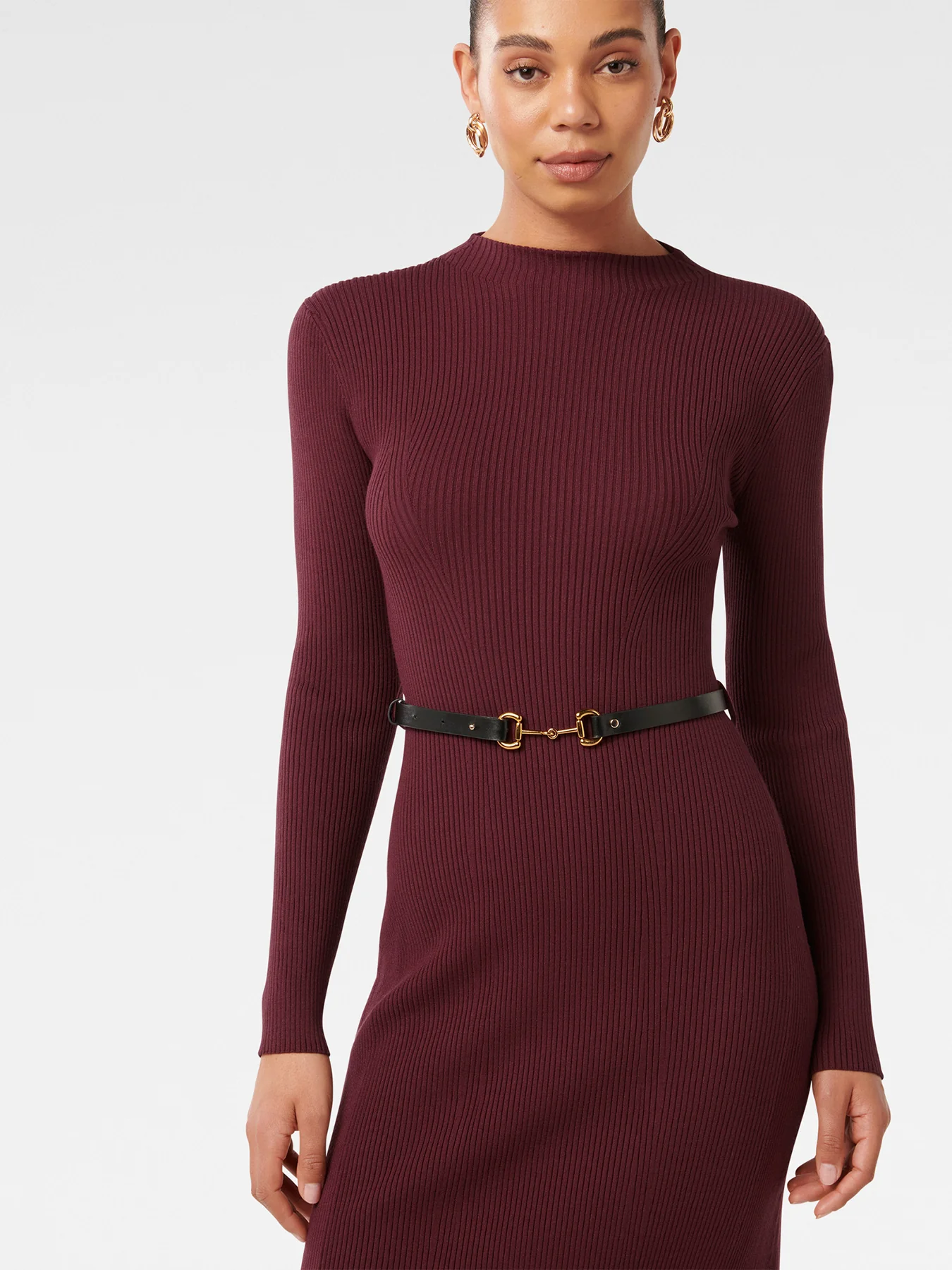 Leena Belted Midi Dress Brown - Image 4