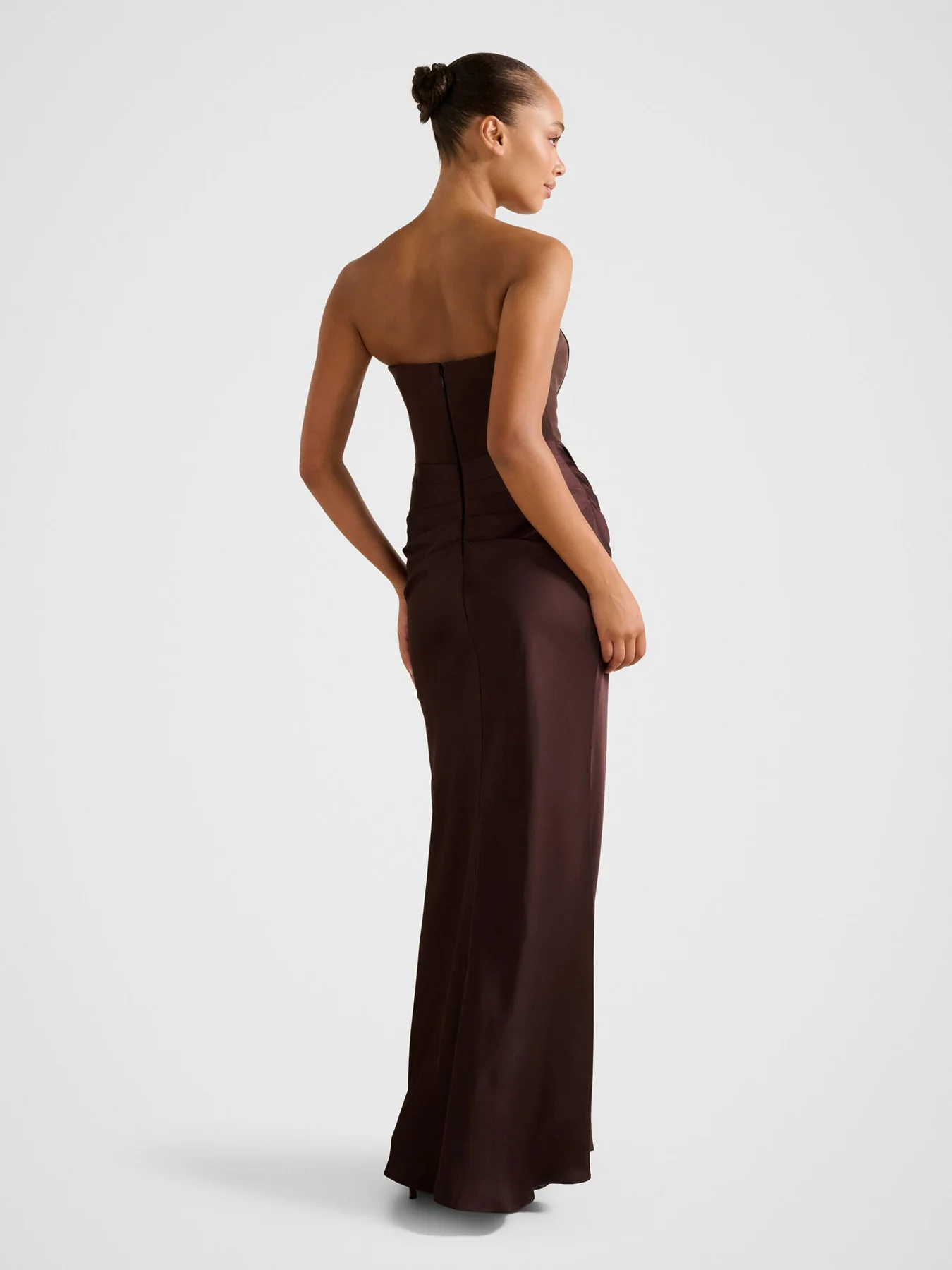 Isra Strapless Maxi Dress Brown - Image 3