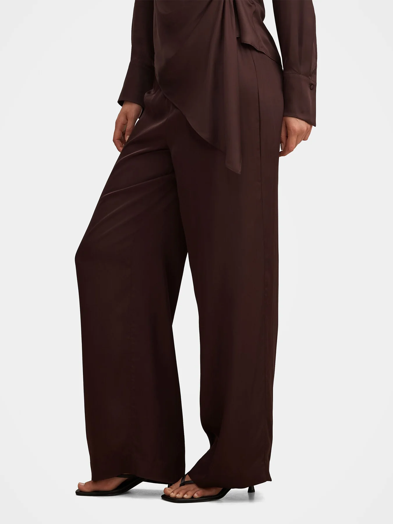 Maude Satin Wide Leg Pants Brown - Image 3