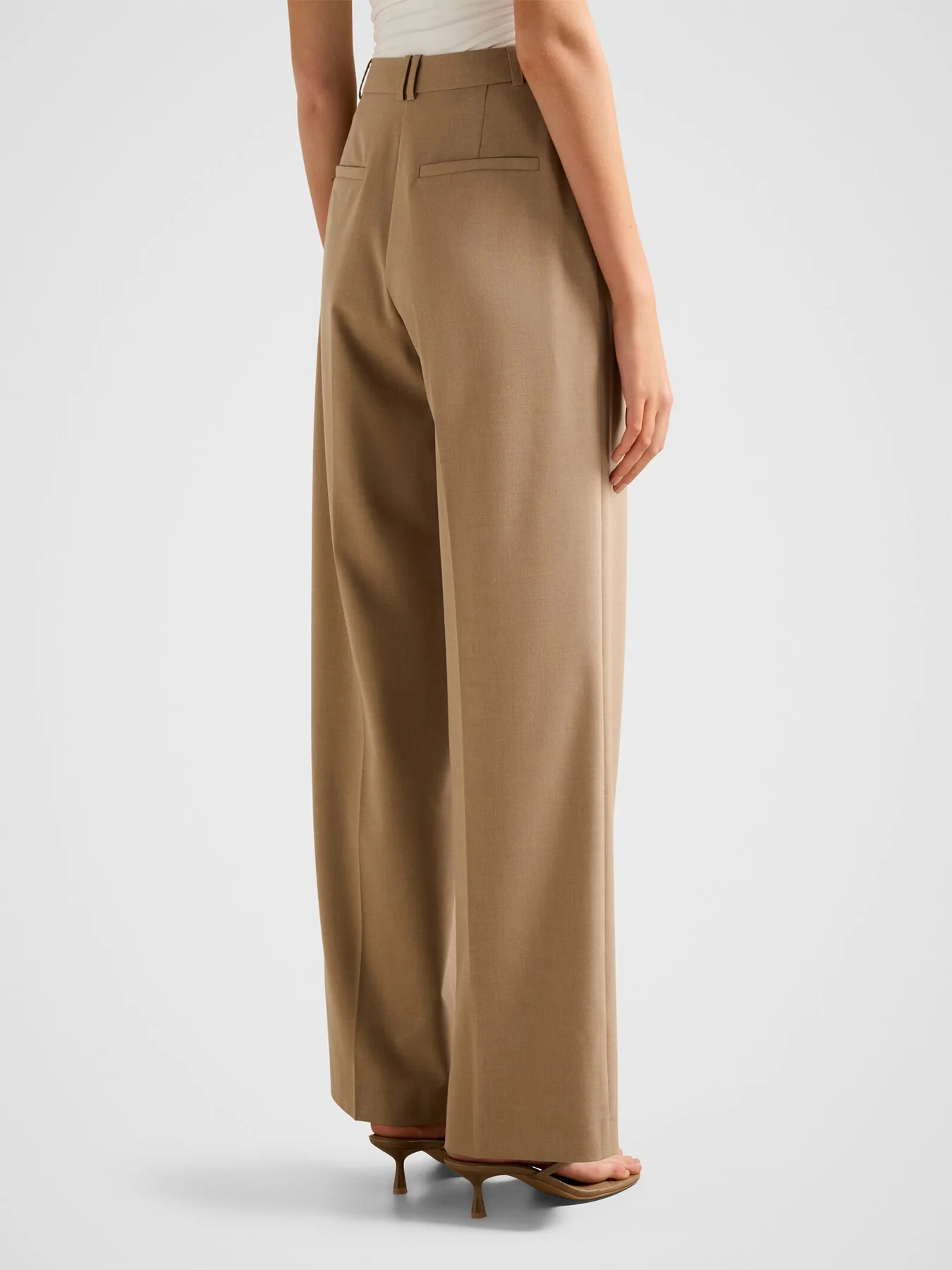 Sophia Wide Leg Trousers Beige - Image 3