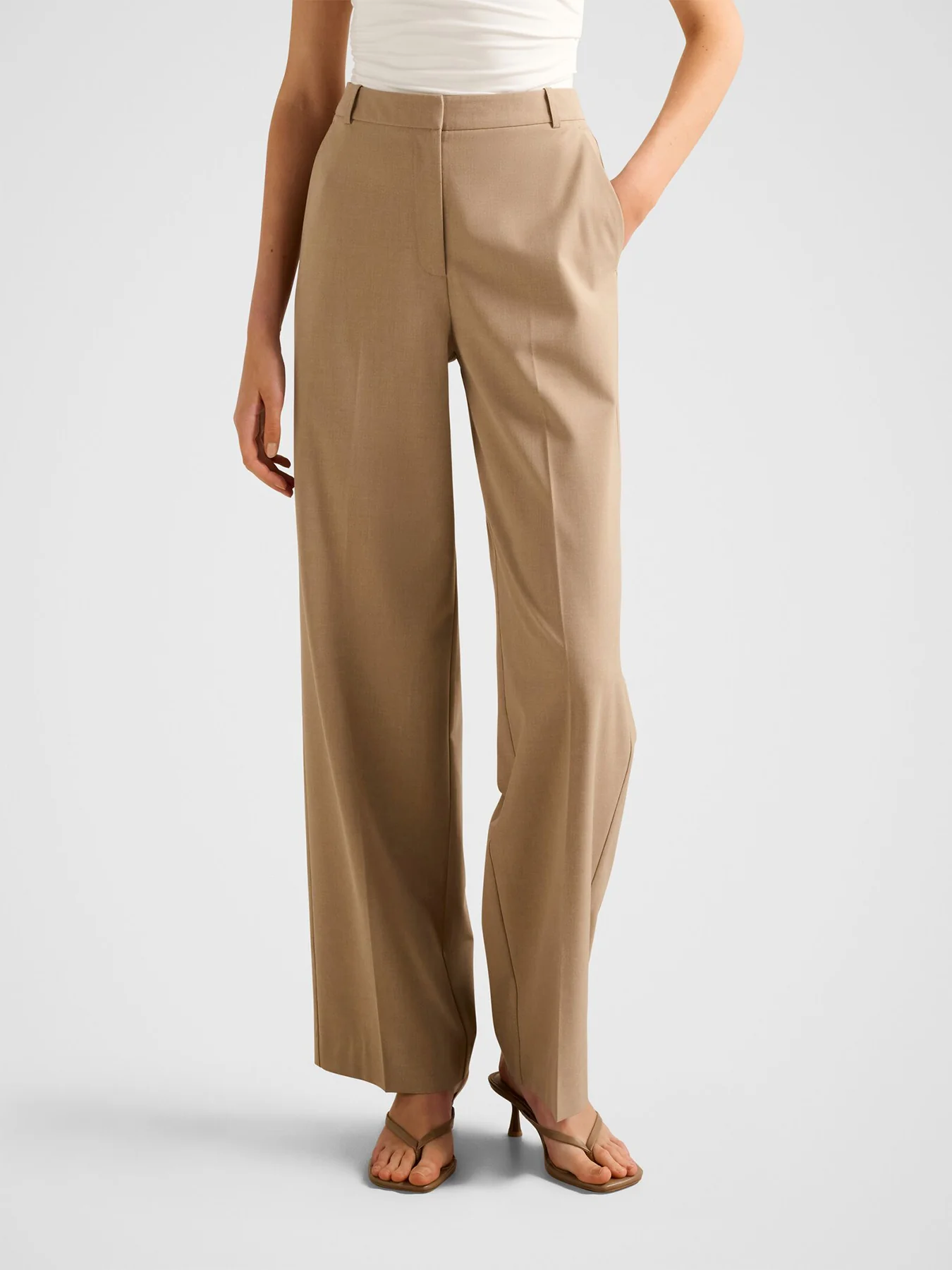 Sophia Wide Leg Trousers Beige - Image 4