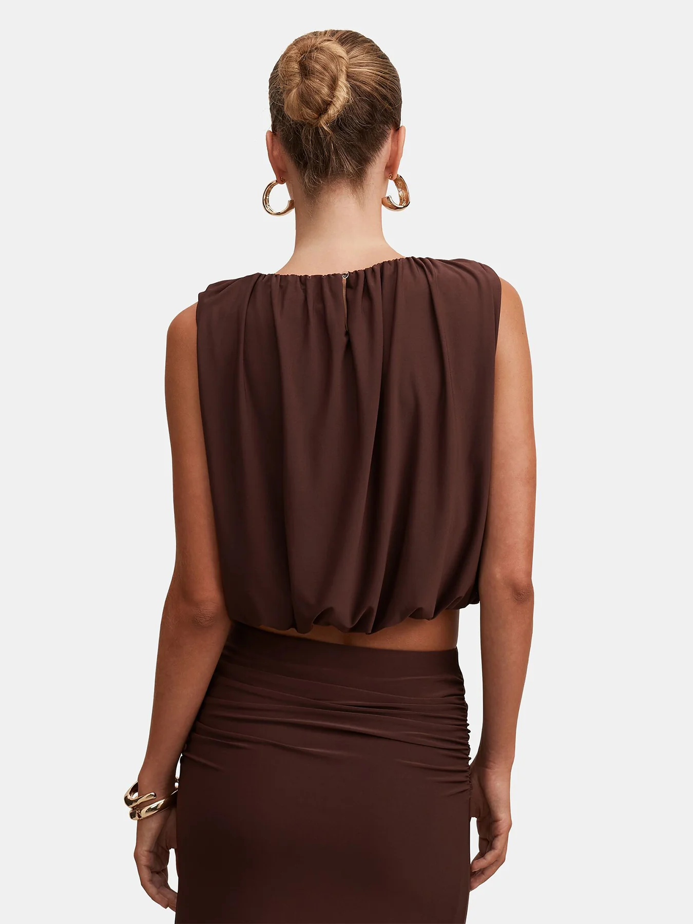 Sutton Sleeveless Bubble Top Brown - Image 3