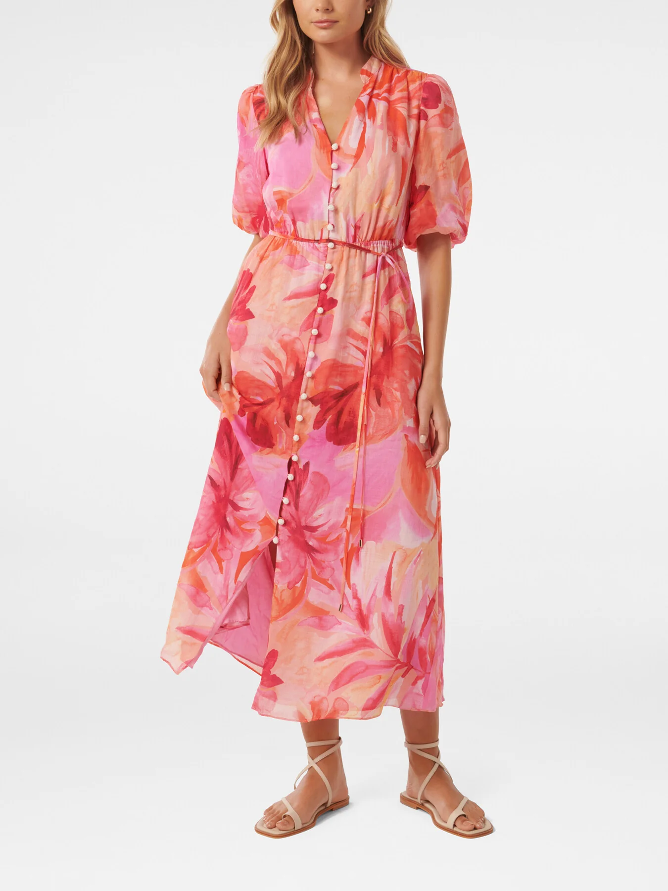 Loren Puff Sleeve Midi Dress - Image 2