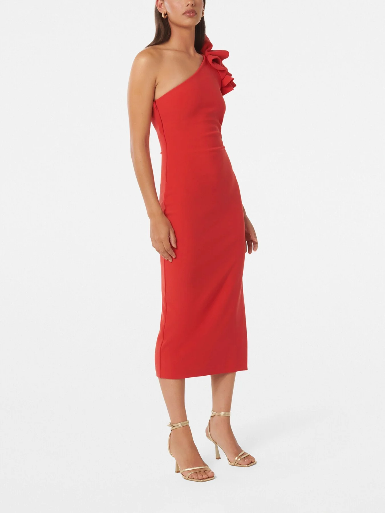Celeste One Shoulder Ruffle Bodycon Dress - Image 5