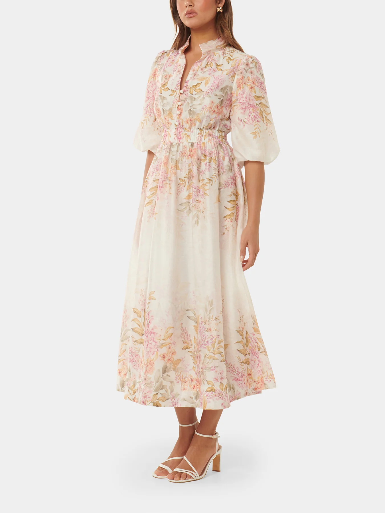 Ivy Printed Puff Sleeves Midi Dress - Image 4