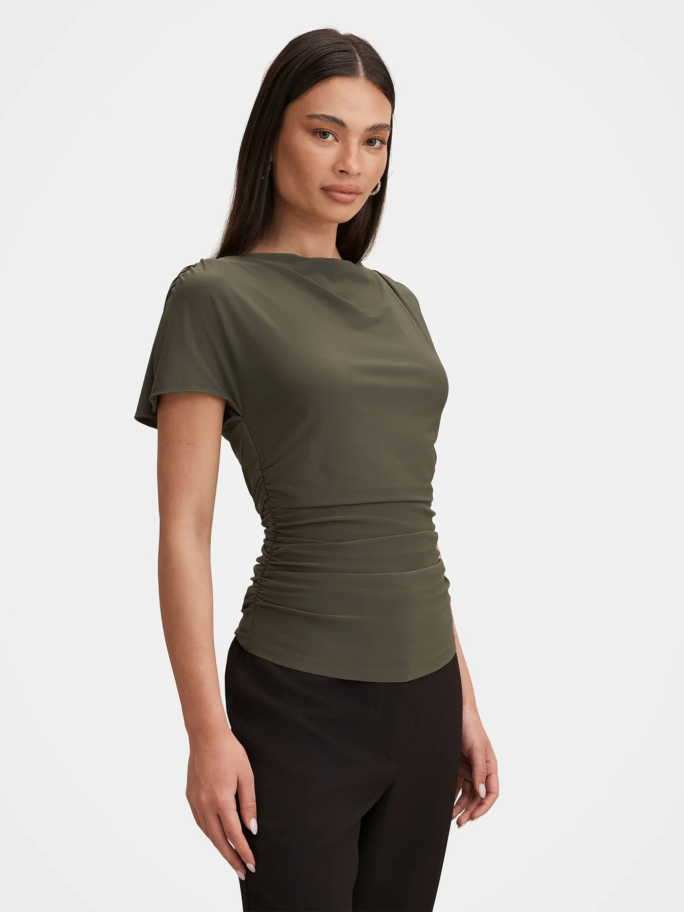 Stormi Spliced Shoulder Top Green - Image 3
