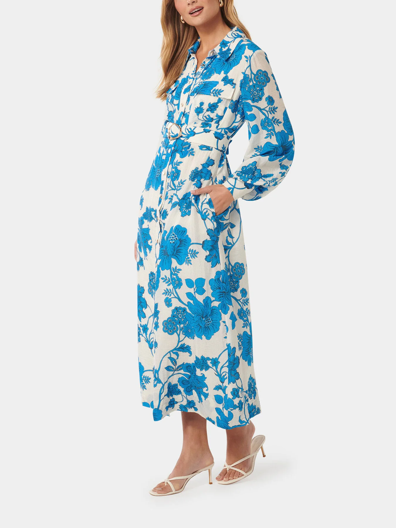 Janie Printed Midi Shirt Dress - Image 4