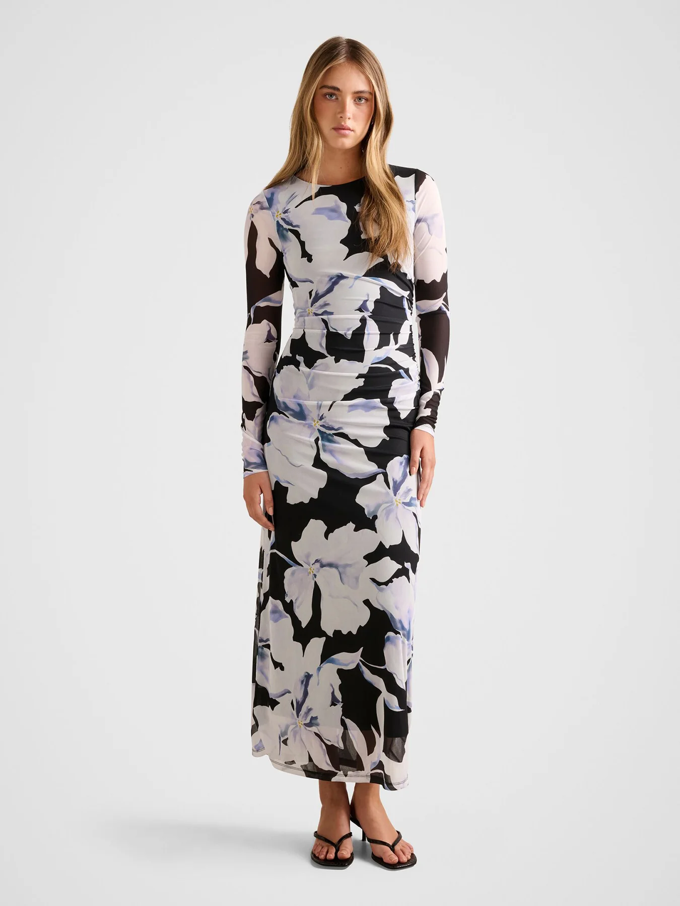 Amaya Long Sleeve Mesh Midi Dress - Image 2