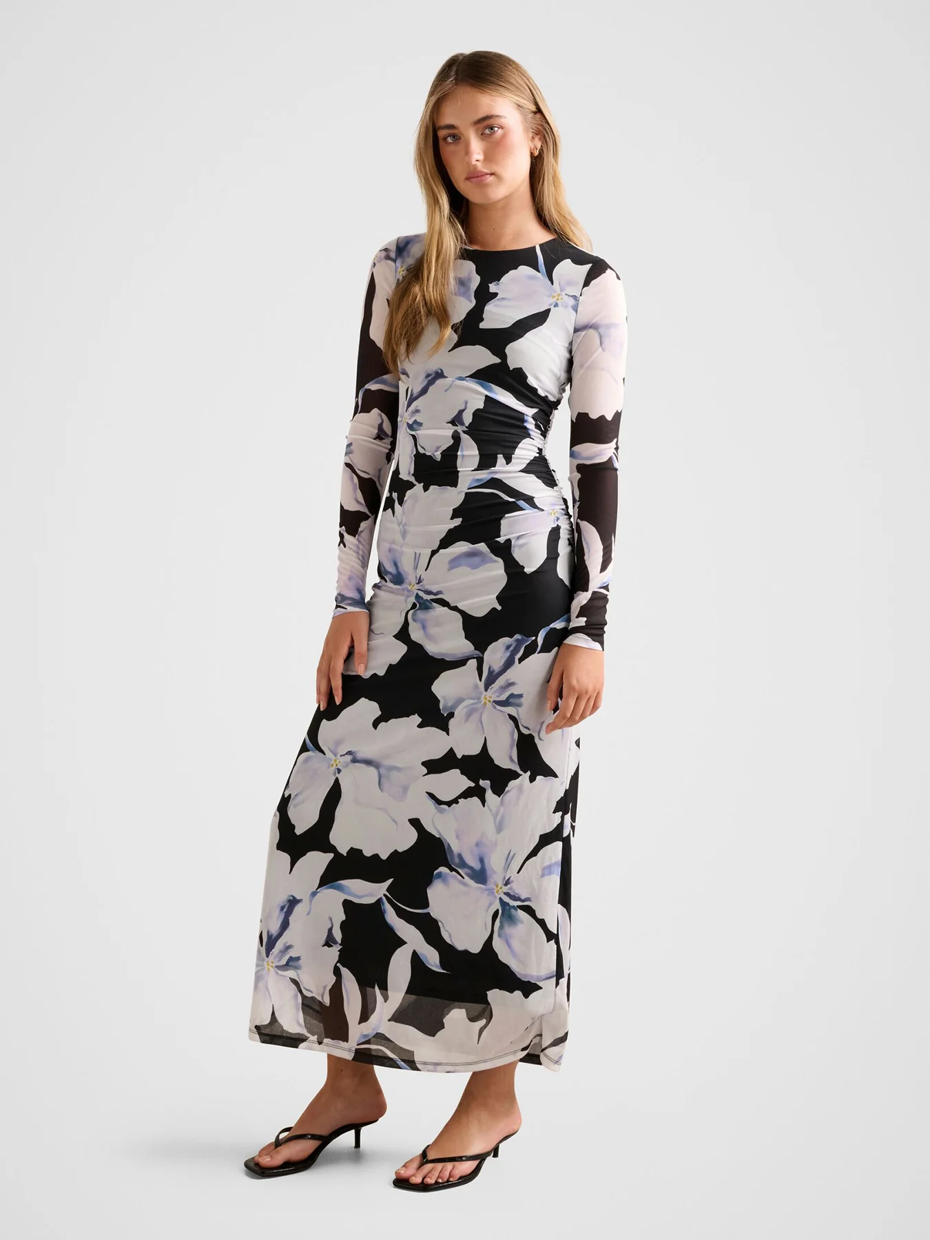 Amaya Long Sleeve Mesh Midi Dress - Image 5