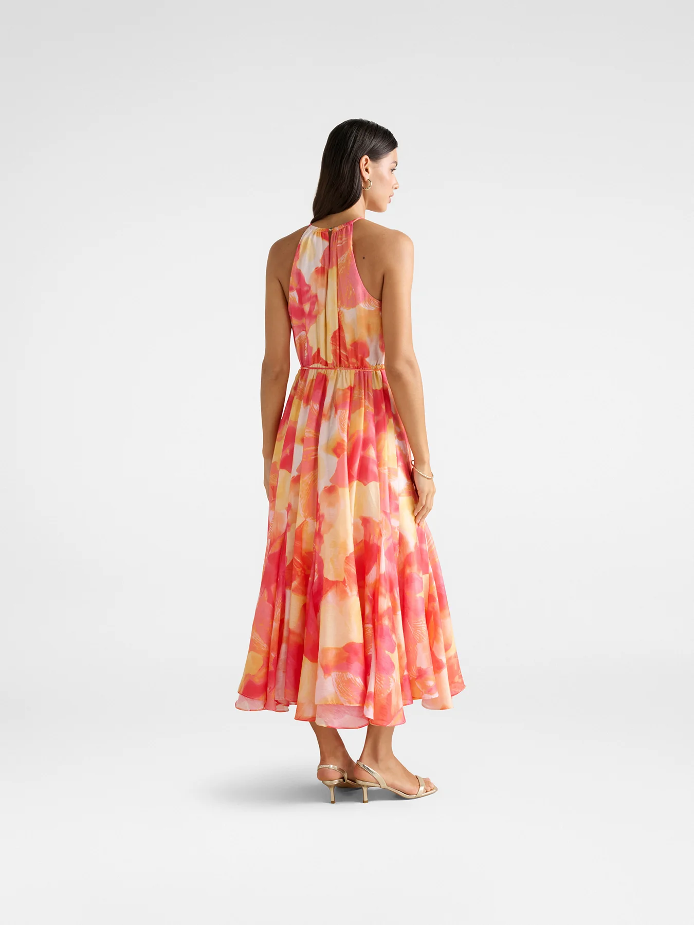 Casey Halter Neck Godet Midi Dress - Image 3