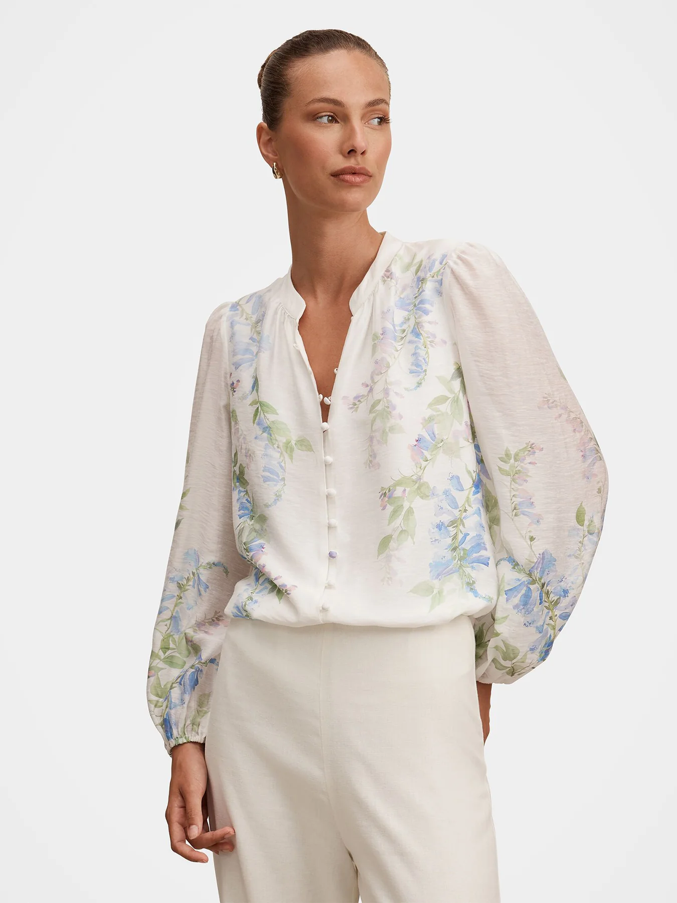 Dove Floral Print Blouse White - Image 4