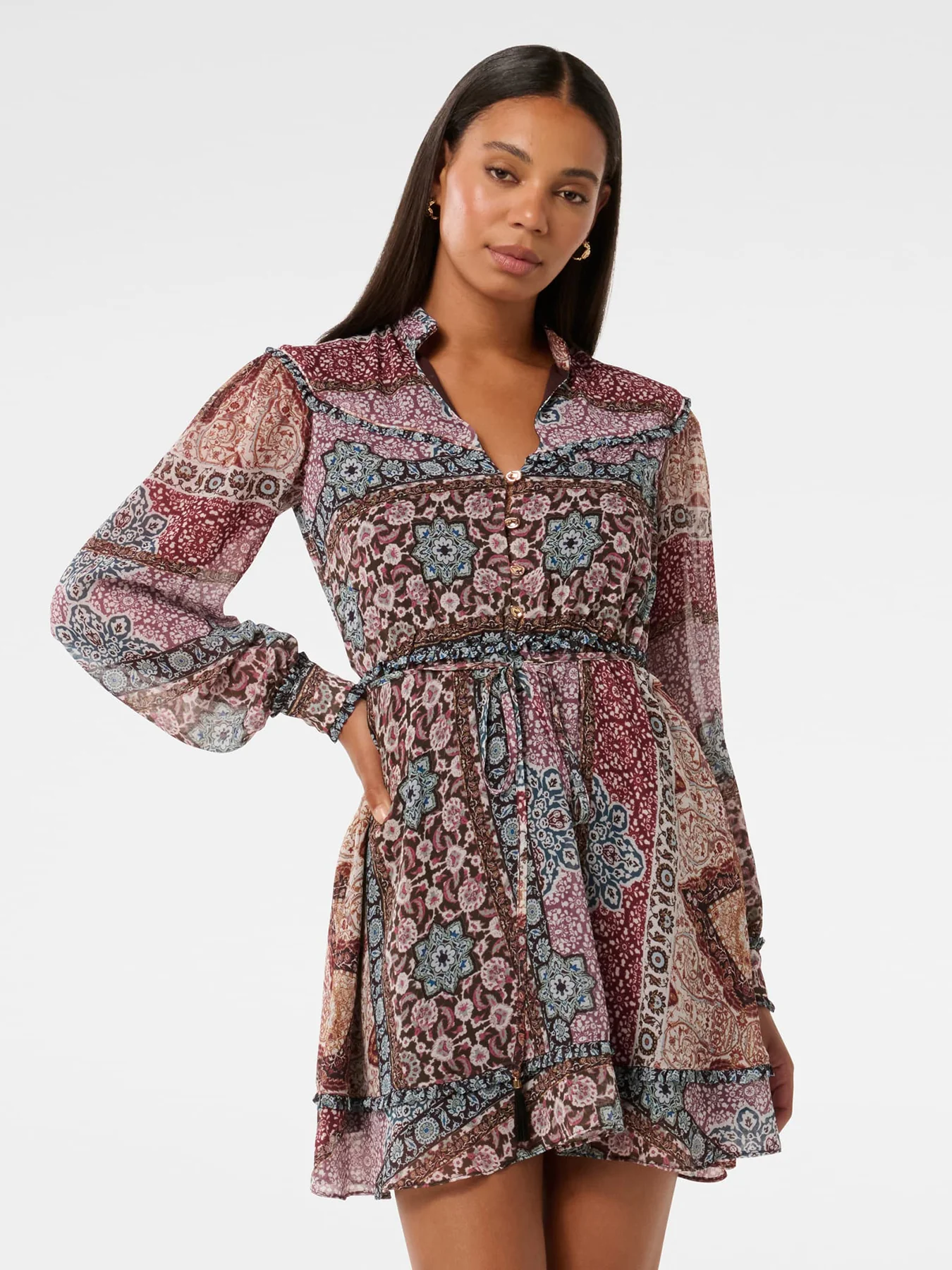 Sonny Frill Mini Dress Multi - Image 4