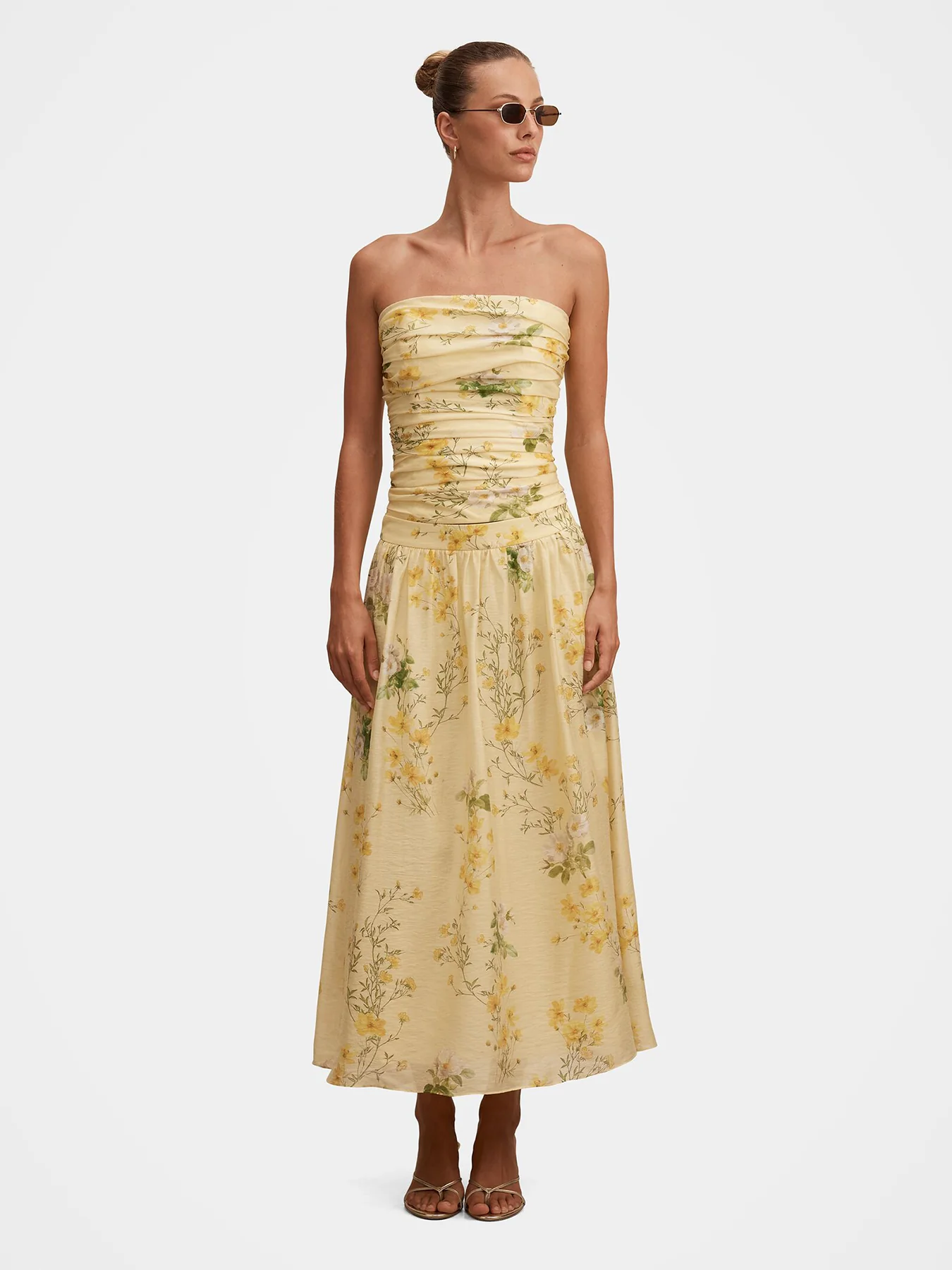 Palmer Strapless Gathered Top Printed Yellow - Image 2
