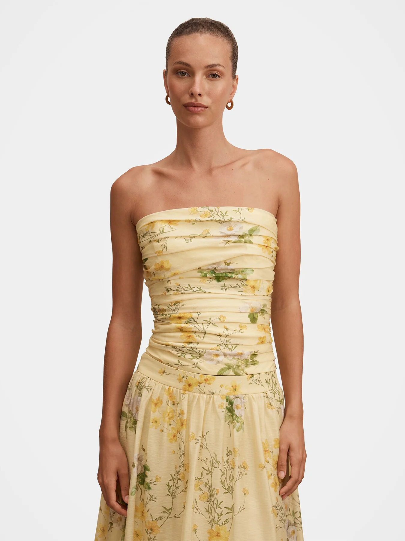 Palmer Strapless Gathered Top Printed Yellow - Image 4