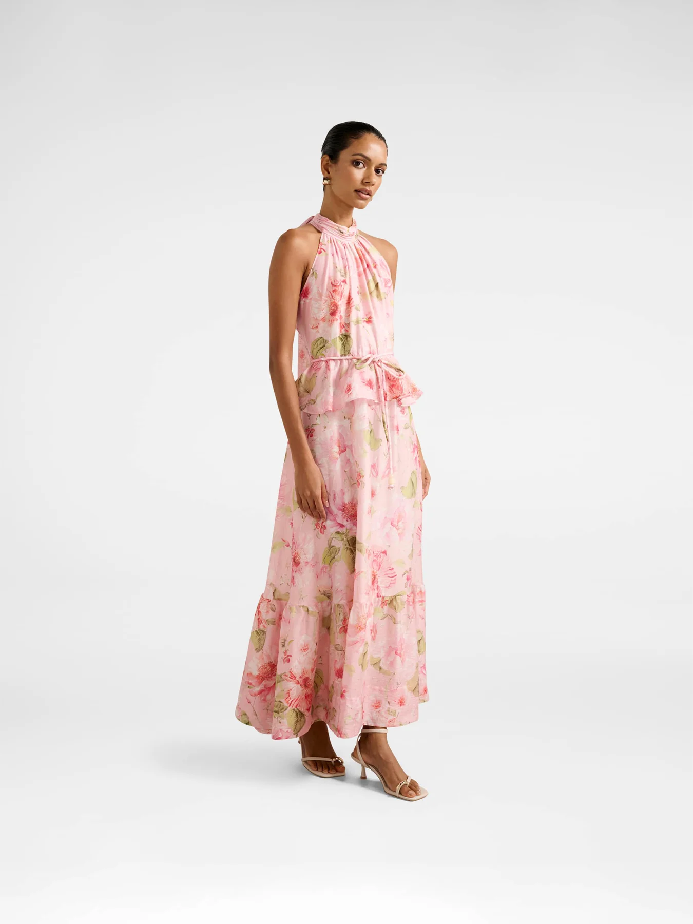 Serena Petite Halter Neck Peplum Midi Dress - Image 5