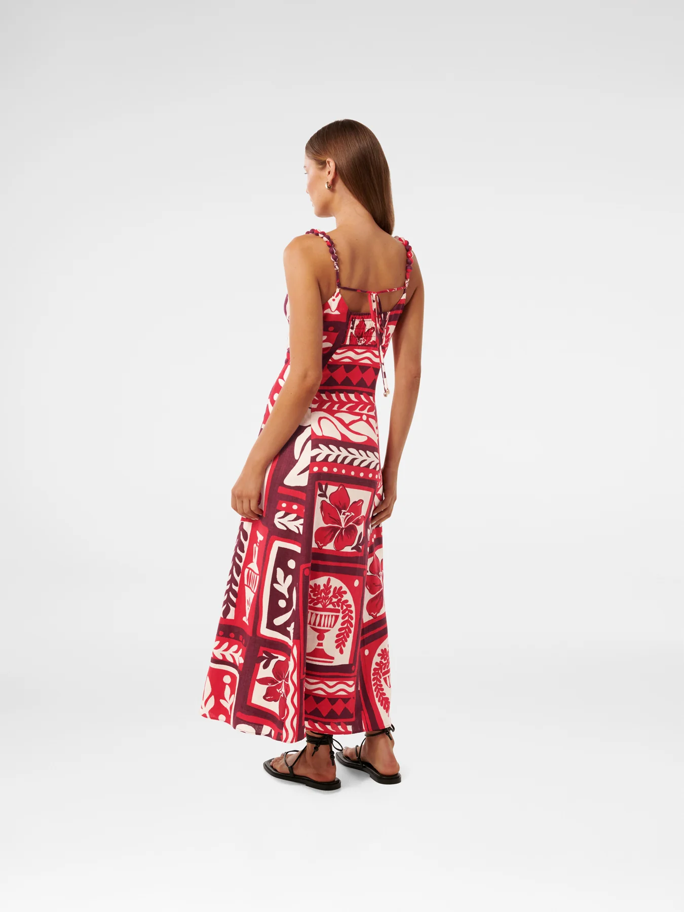 Simona Square Neck Strappy Linen Midi Dress - Image 3