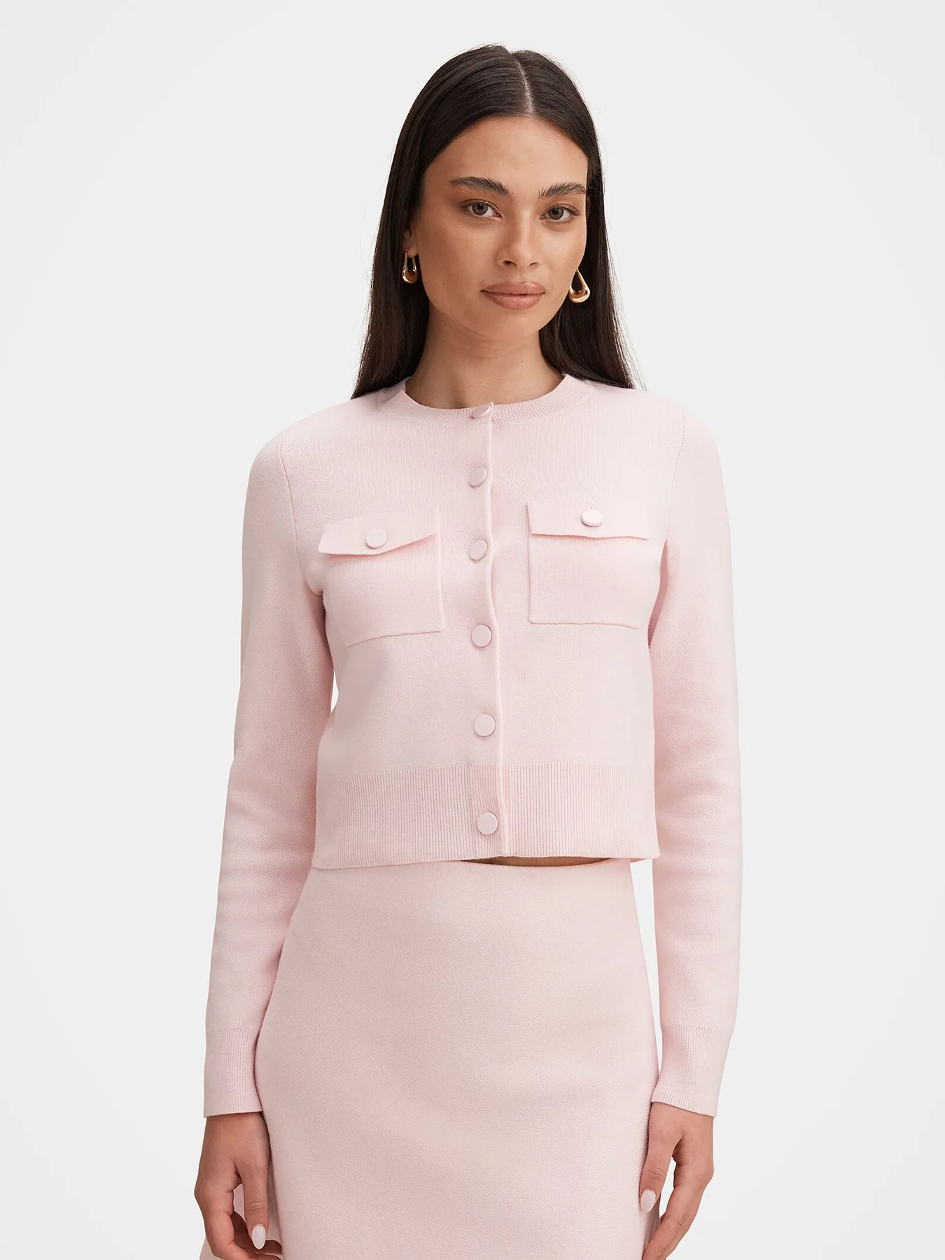 Aria Pocket Detail Cardigan Pink - Image 3