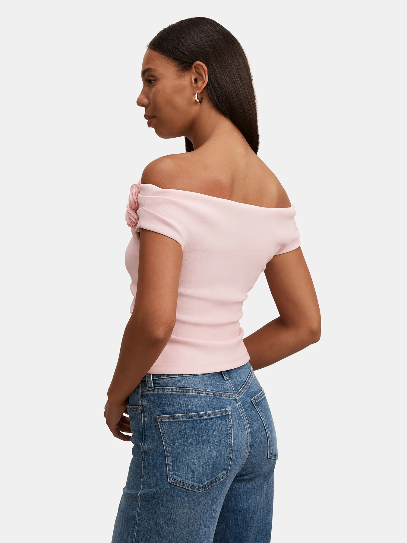Cara Rosette Bardot Top Pink - Image 3