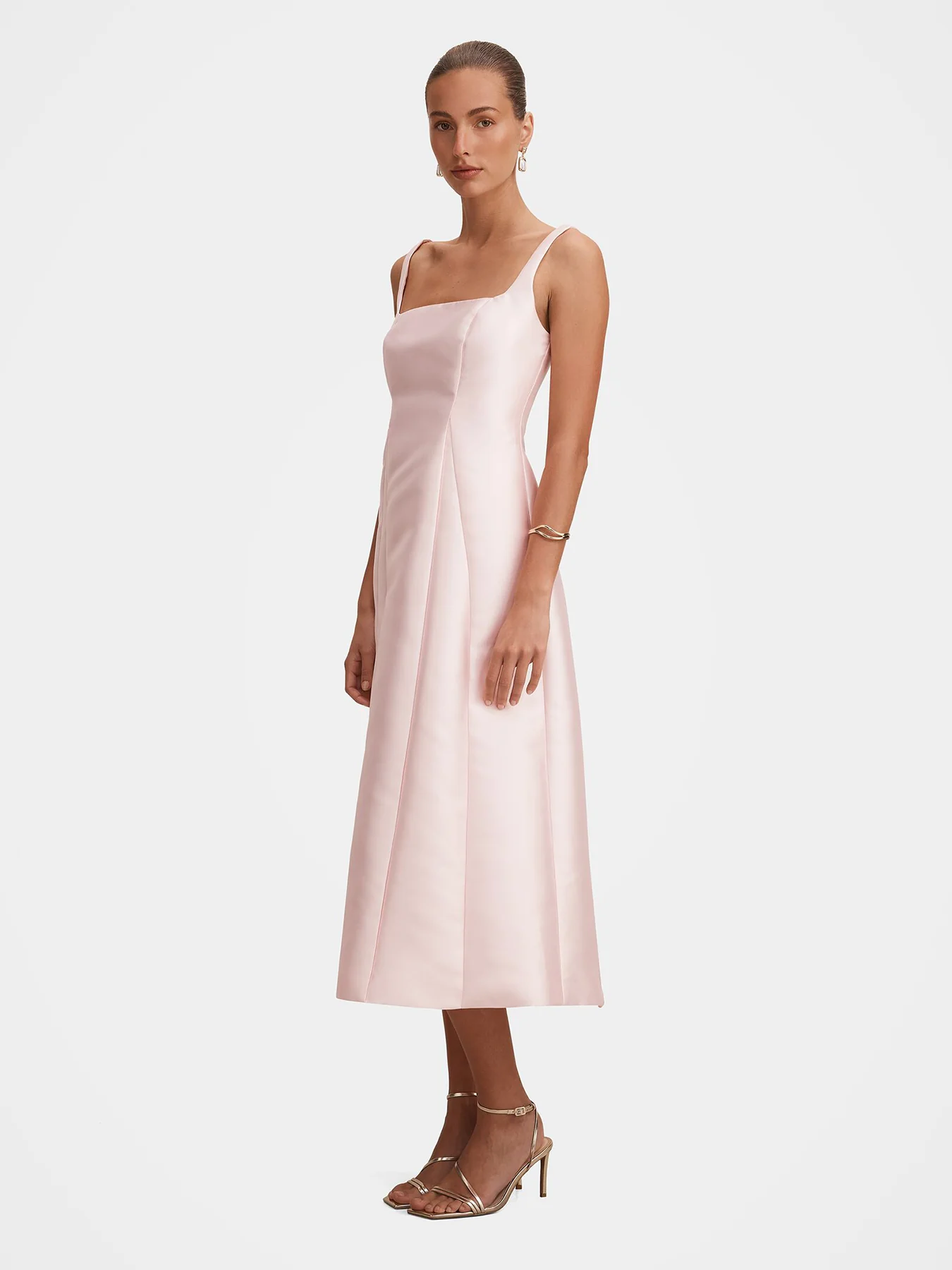 Kayla Satin Midi Dress Pink - Image 4