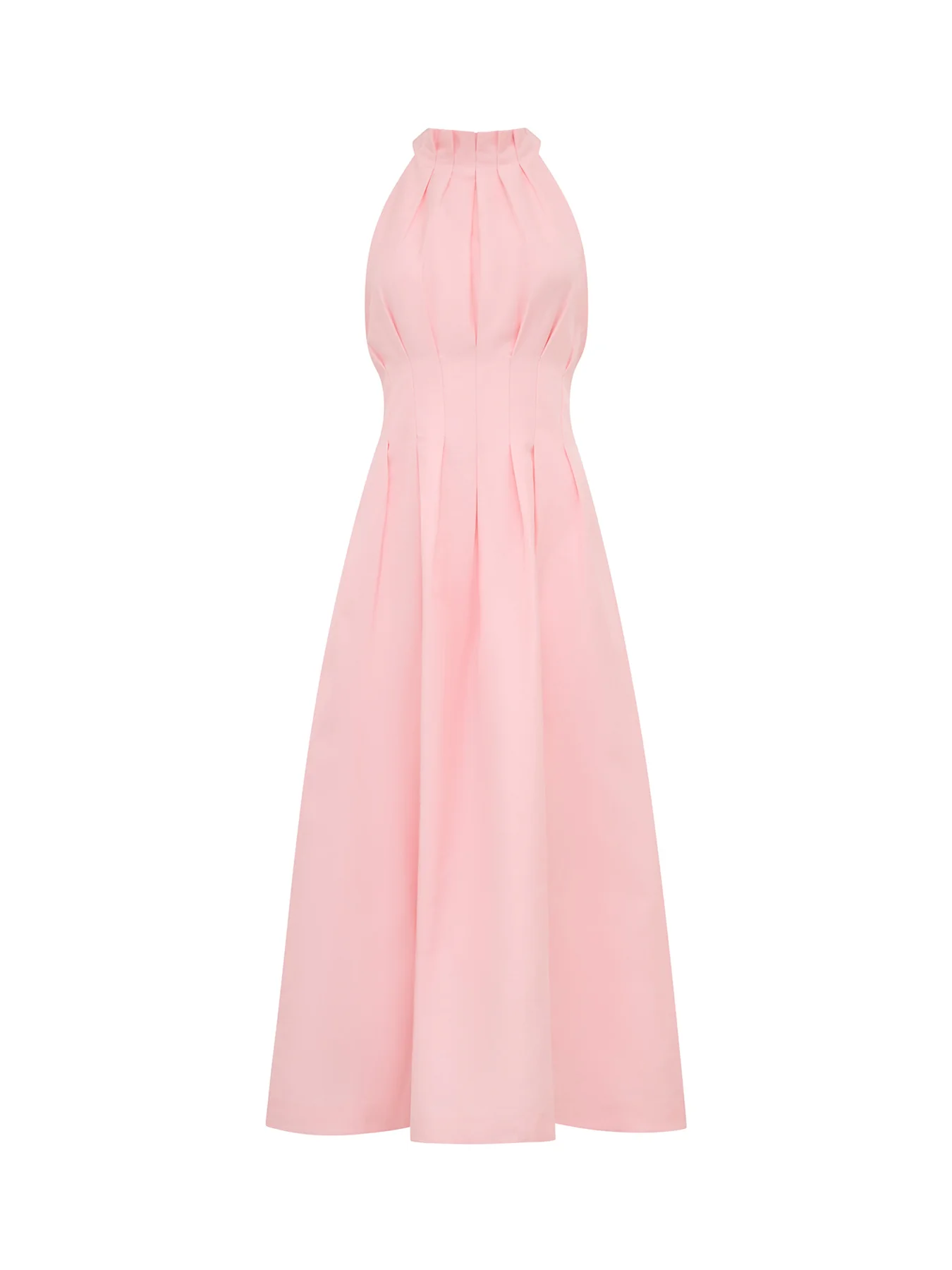 Miller Pleated Halter Neck Midi Dress Pink