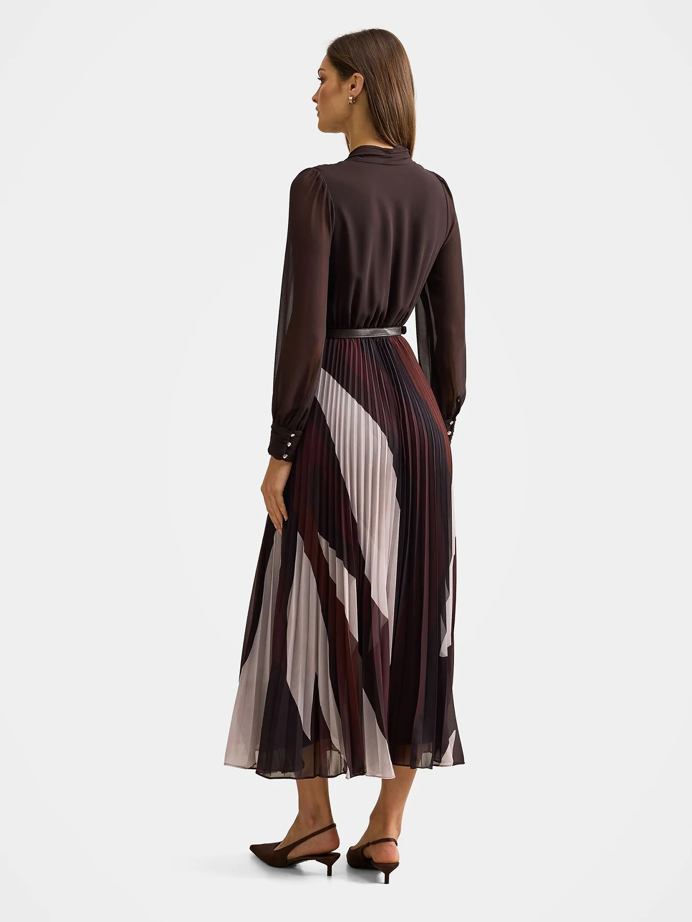 Anya Long Sleeve Pleated Midi Dress - Image 5