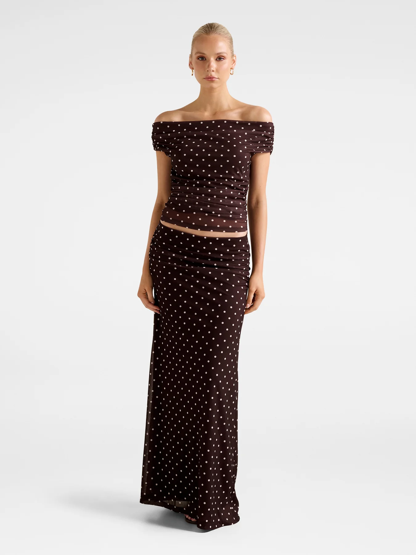 Mimi Flute Maxi Skirt Choc Kinsey Spot - Image 2