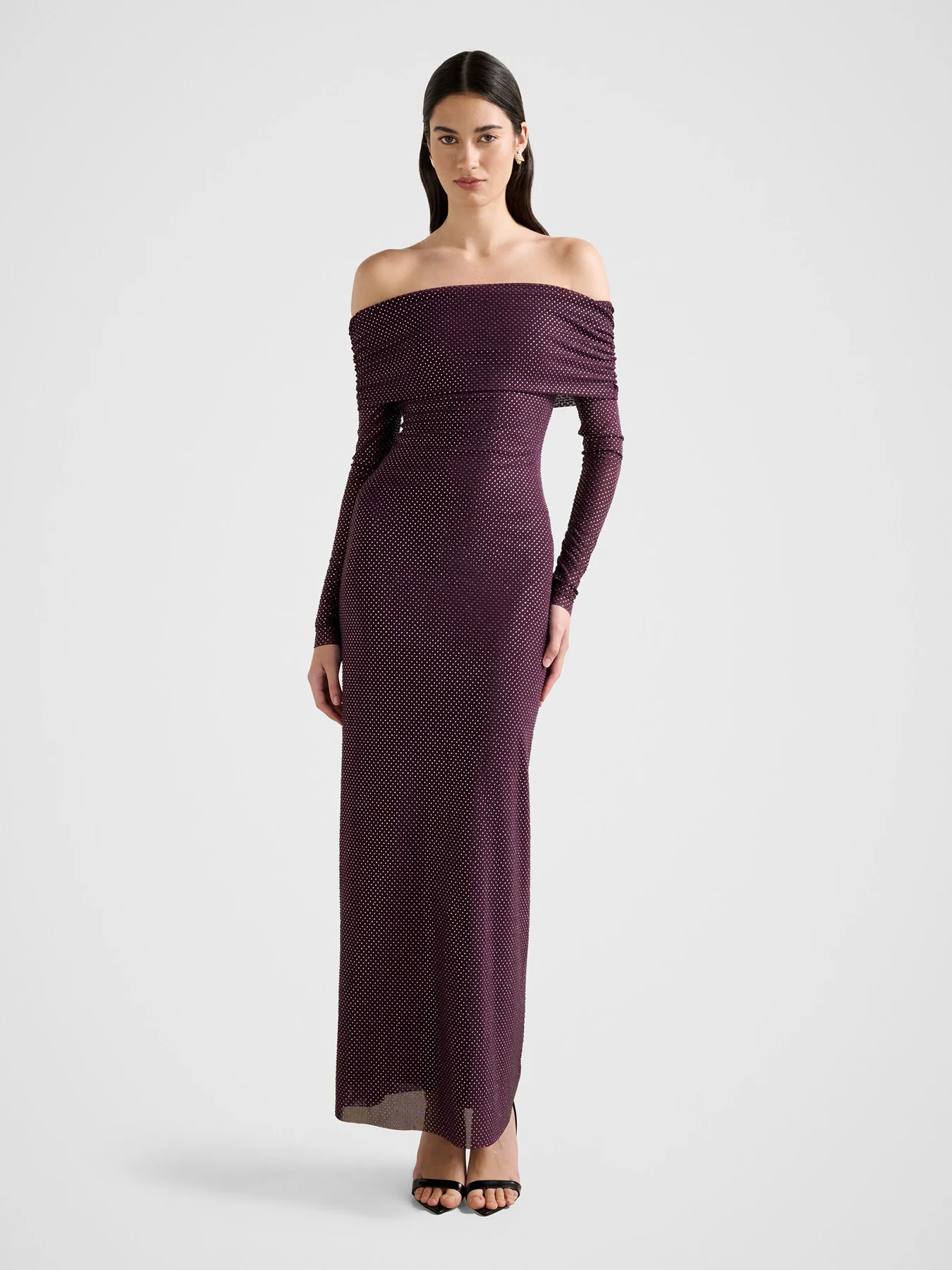 Effie Bardot Neck Maxi Dress Purple - Image 2