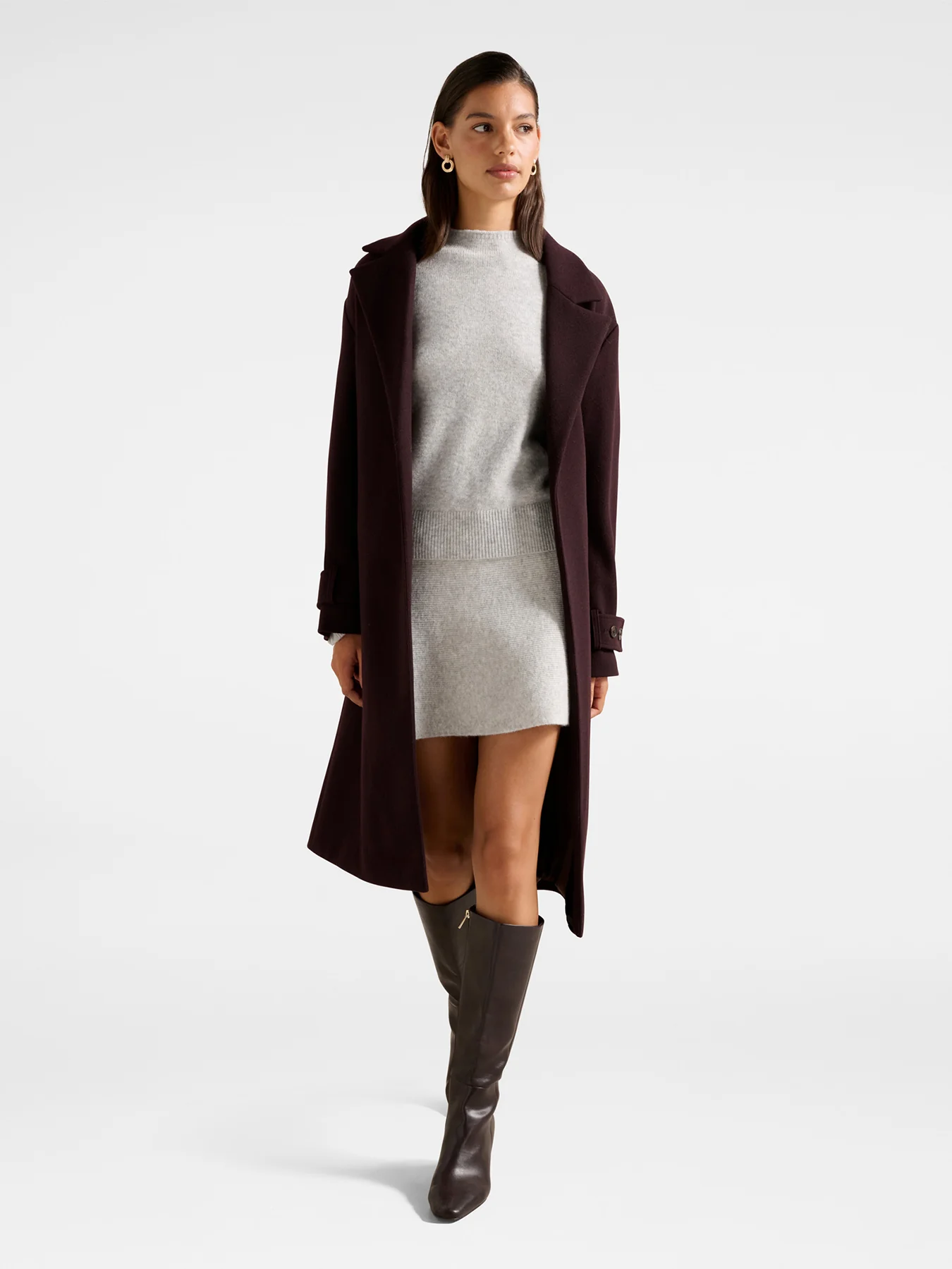 Heidi Double Breasted Wrap Coat Purple - Image 4
