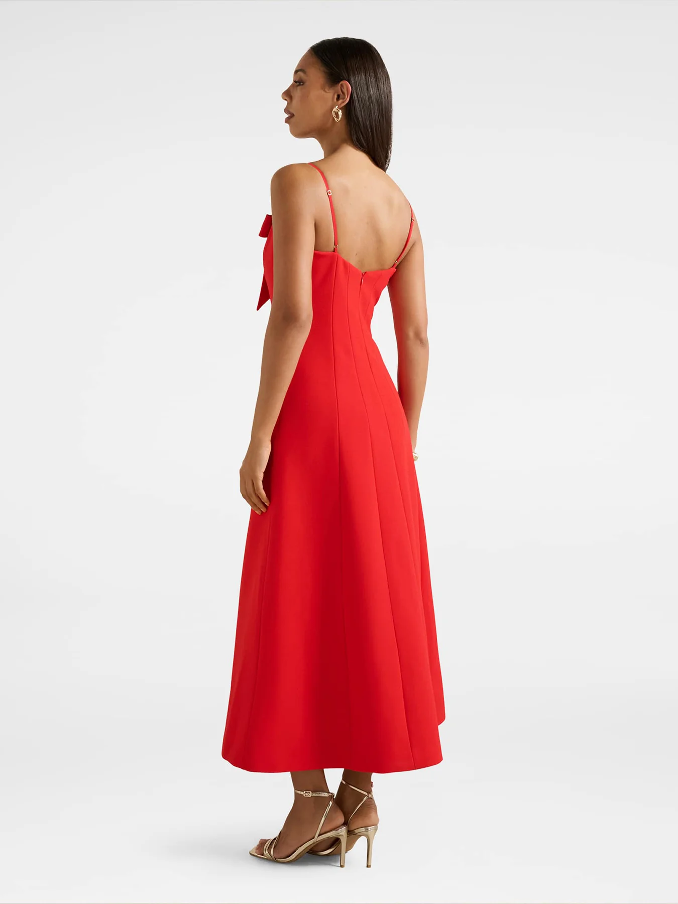 Harlow Bow Front Midi Dress Red - Image 4