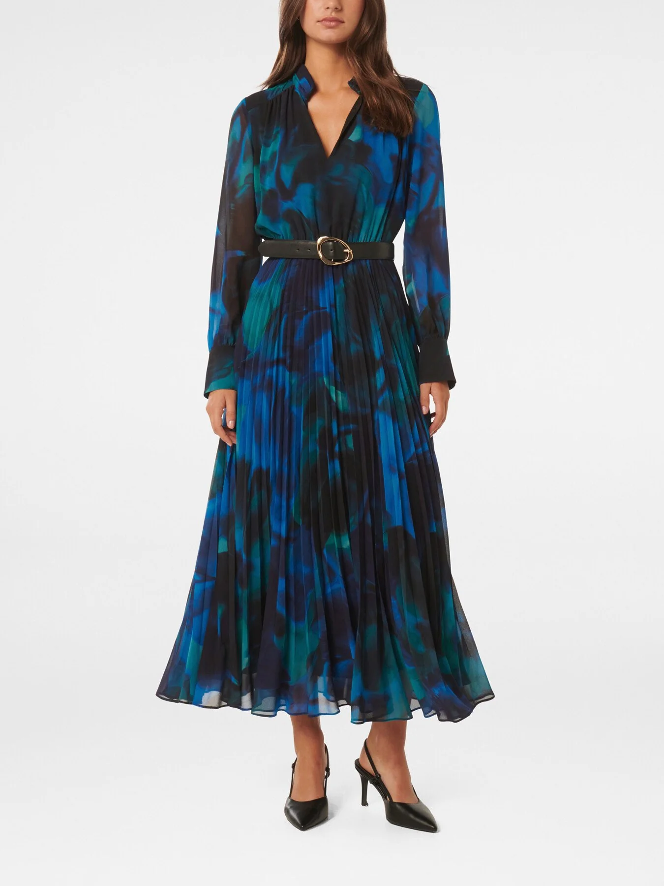 Skyla Pleated Long Sleeves Midi Dress - Image 2
