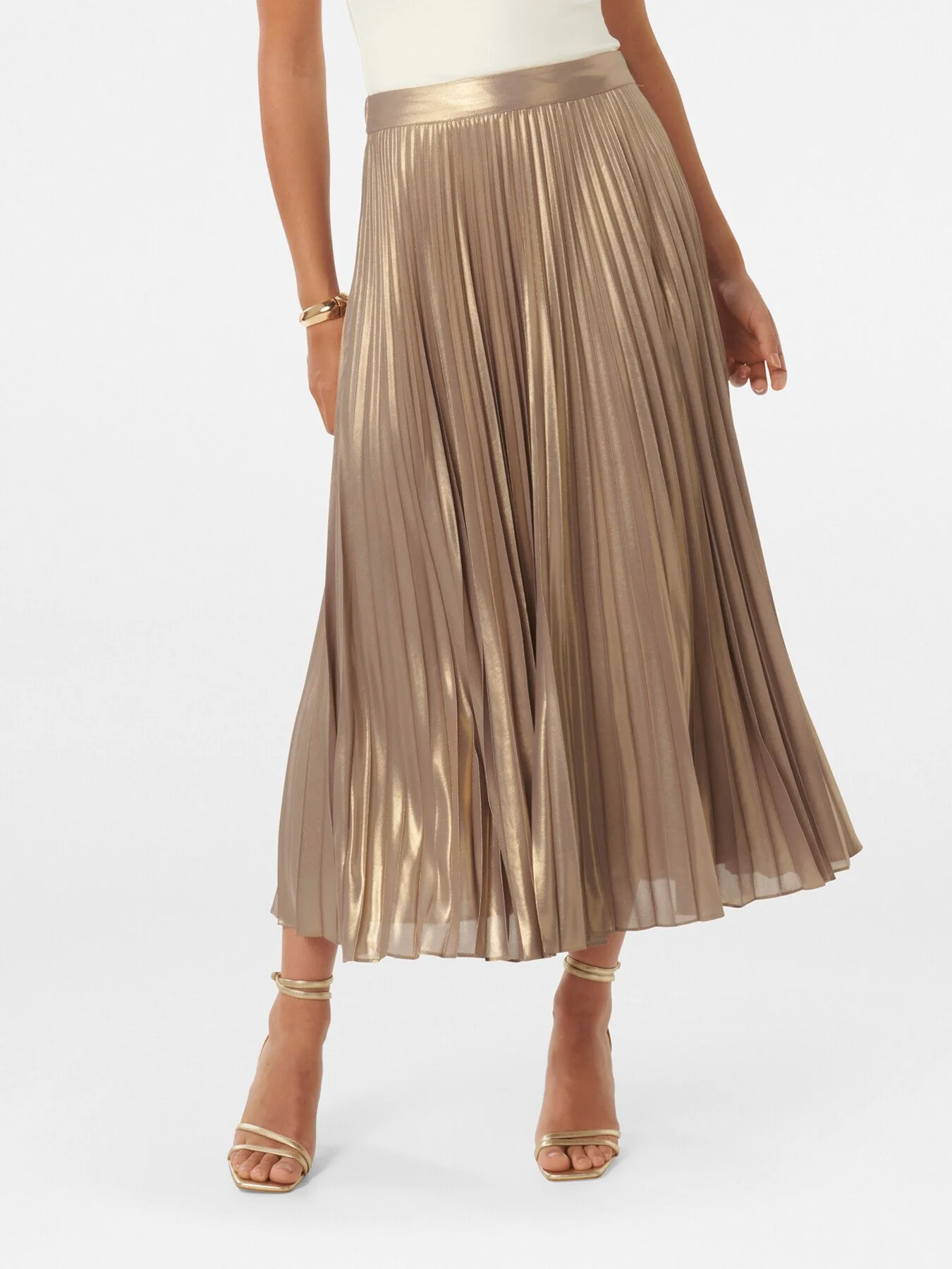 Estella Metallic Pleated Maxi Skirt - Image 4