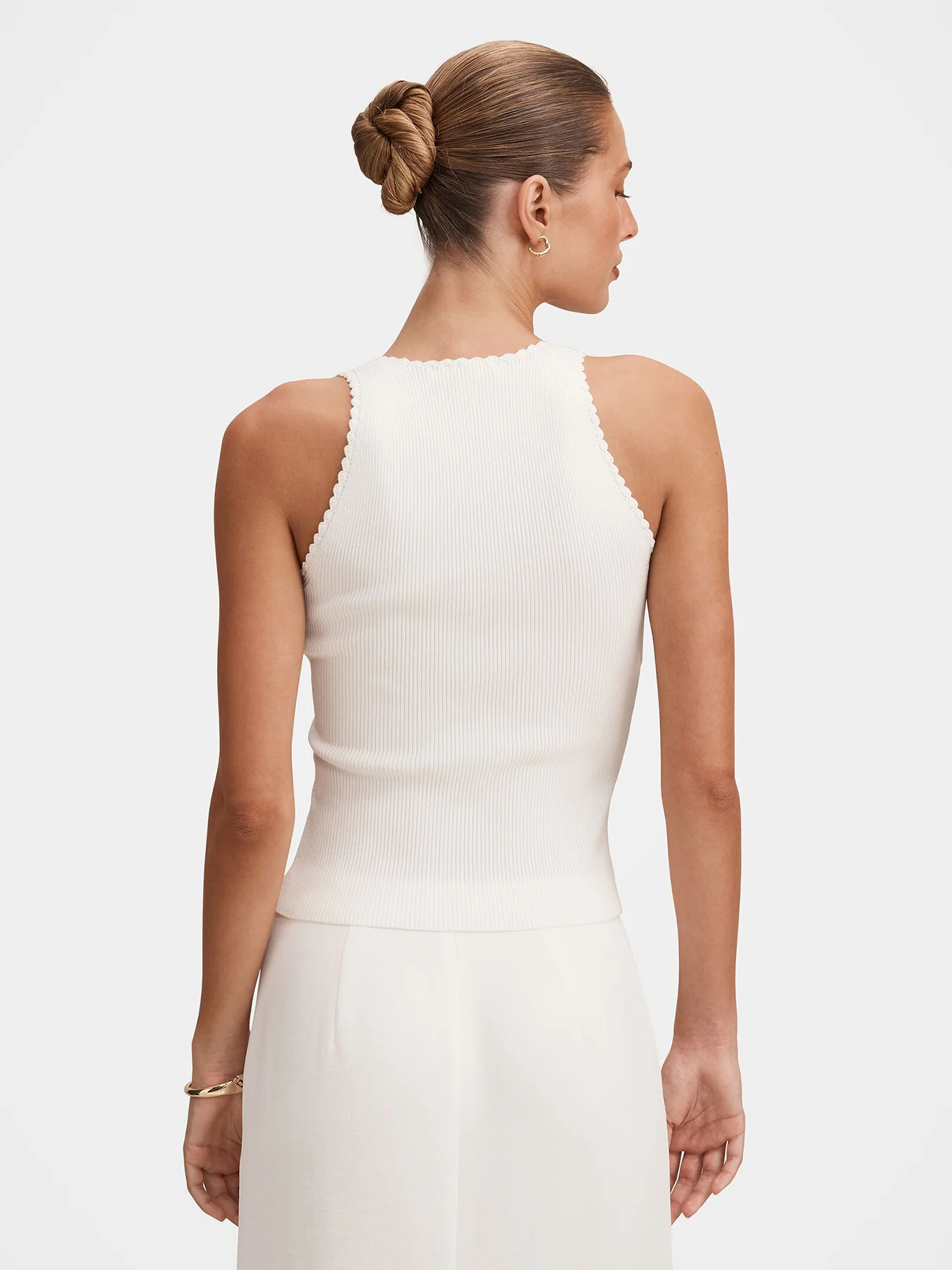 Bree Crochet Detail Knit Tank Top White - Image 3