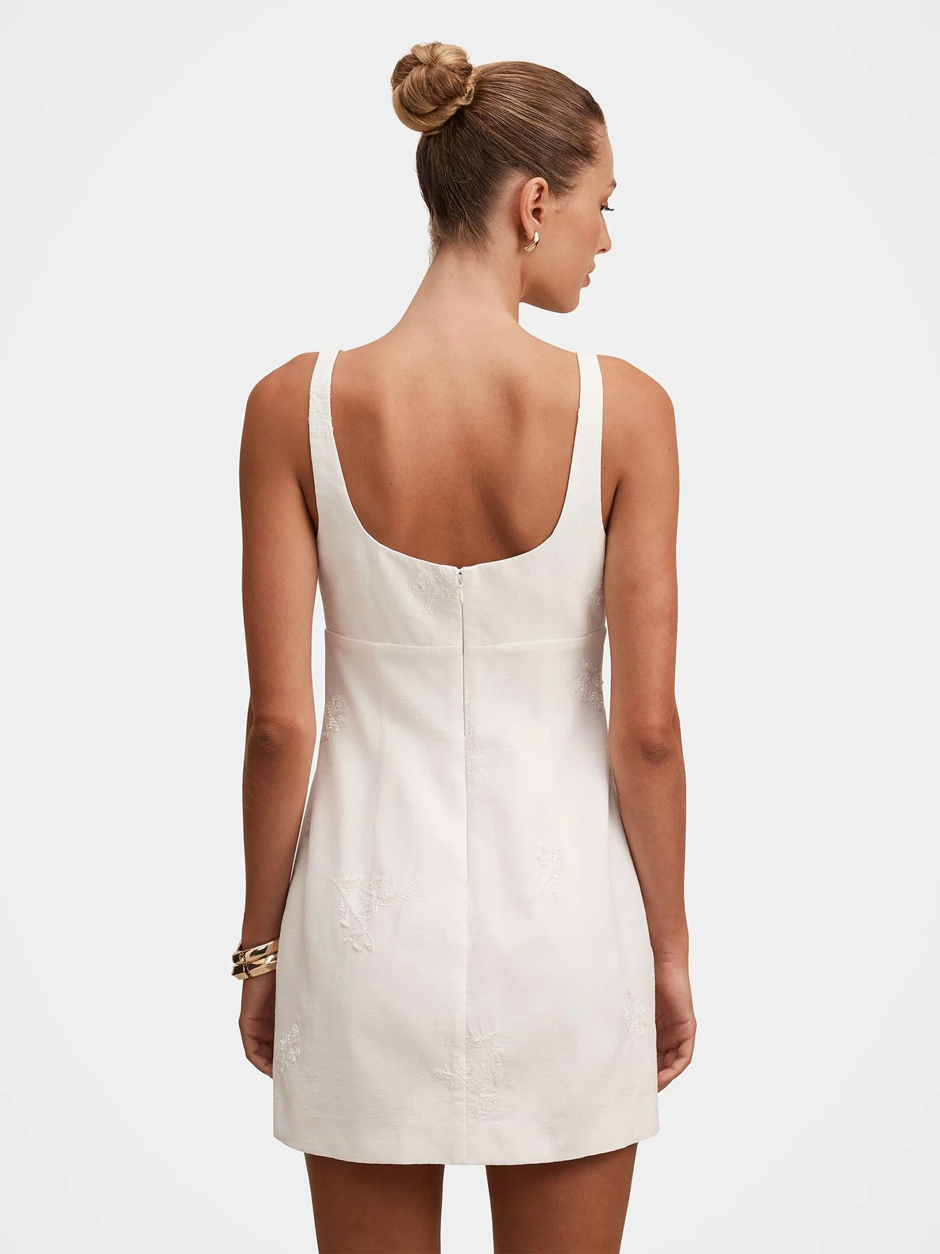 Evangeline Embellished Mini Dress White - Image 3