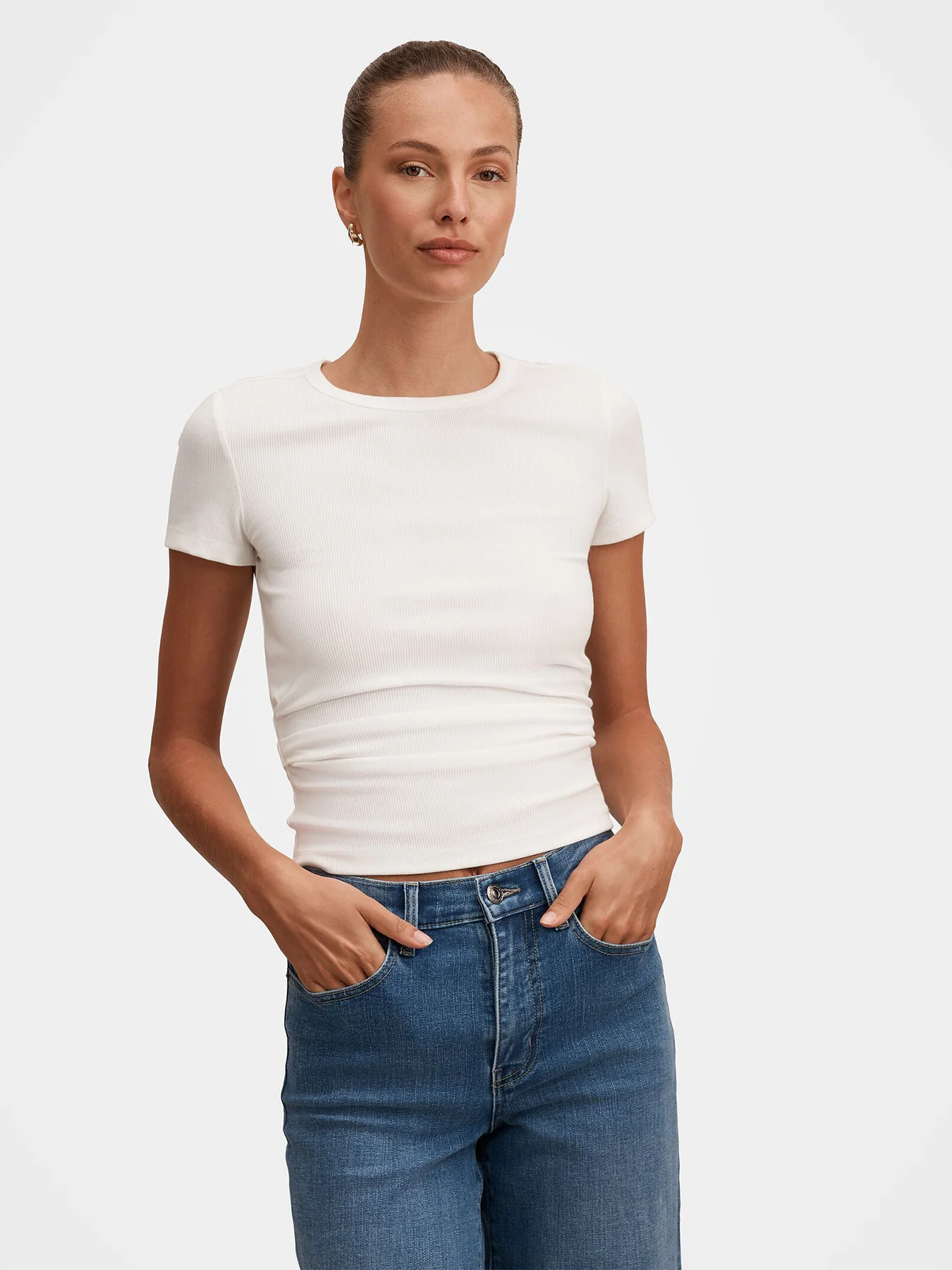 Kelly Tuck Detail T-Shirt White - Image 4