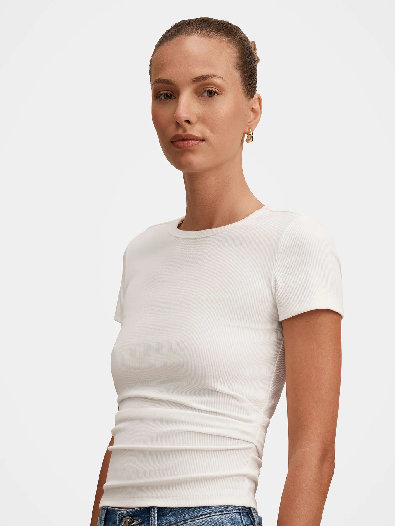 Kelly Tuck Detail T-Shirt White - Image 5