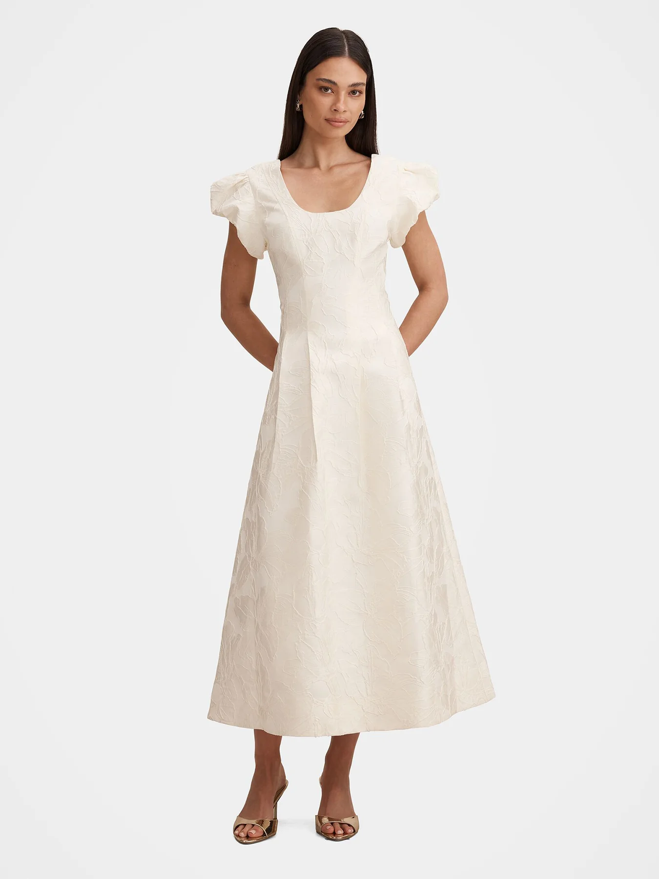 Lily Jacquard Midi Dress White - Image 2